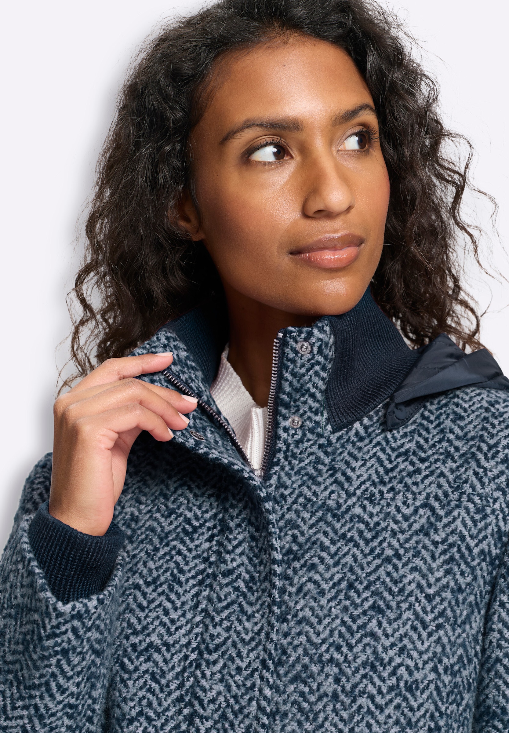 heine Funktionsjacke »Longjacke Longjacke in Bouclé-Qualität« Abnehmbare Kapuze