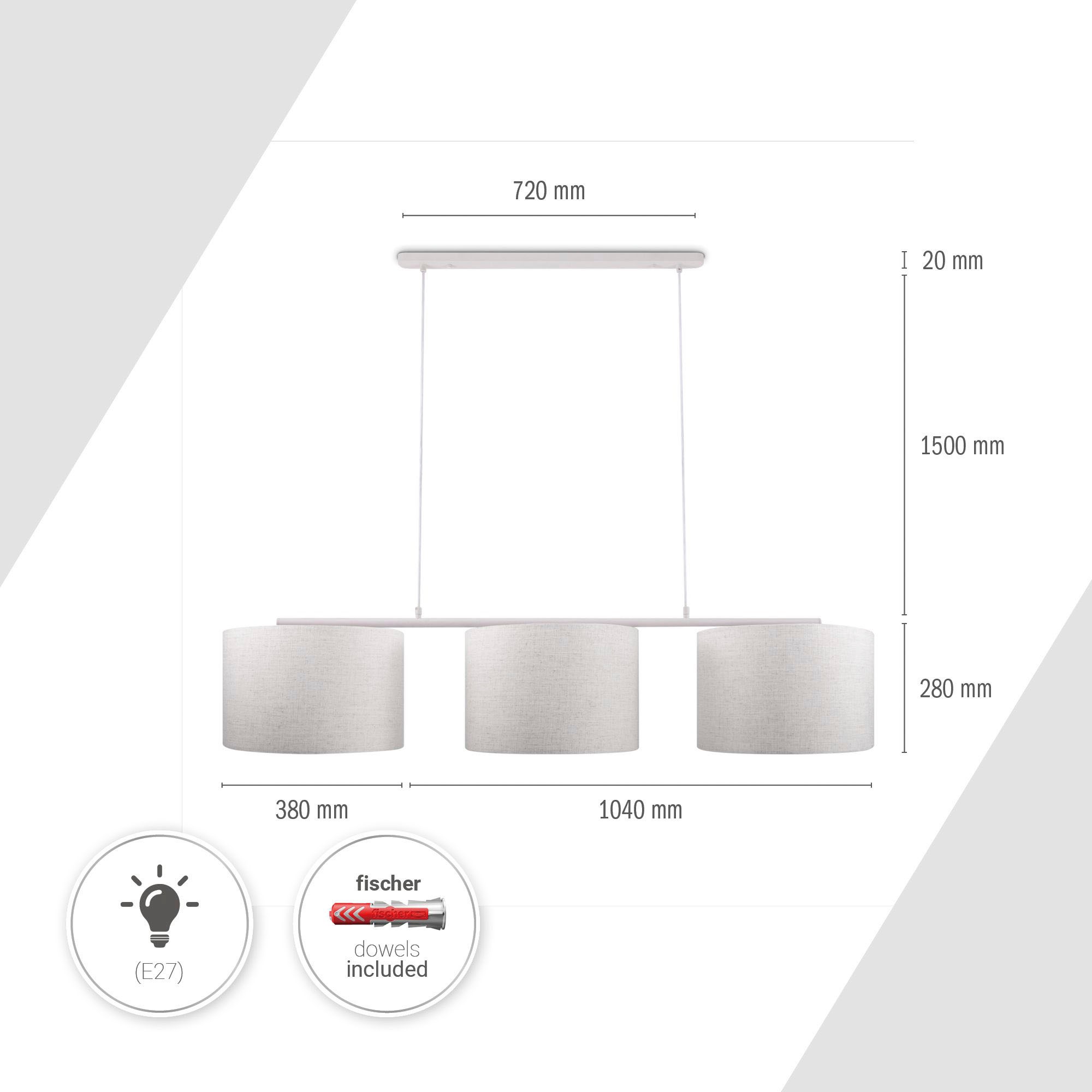 Paco Home Pendelleuchte »TOM«, 3 flammig, Leuchtmittel E27 | ohne Leuchtmittel, mit kompatiblen Dimmer und Leuchtmittel