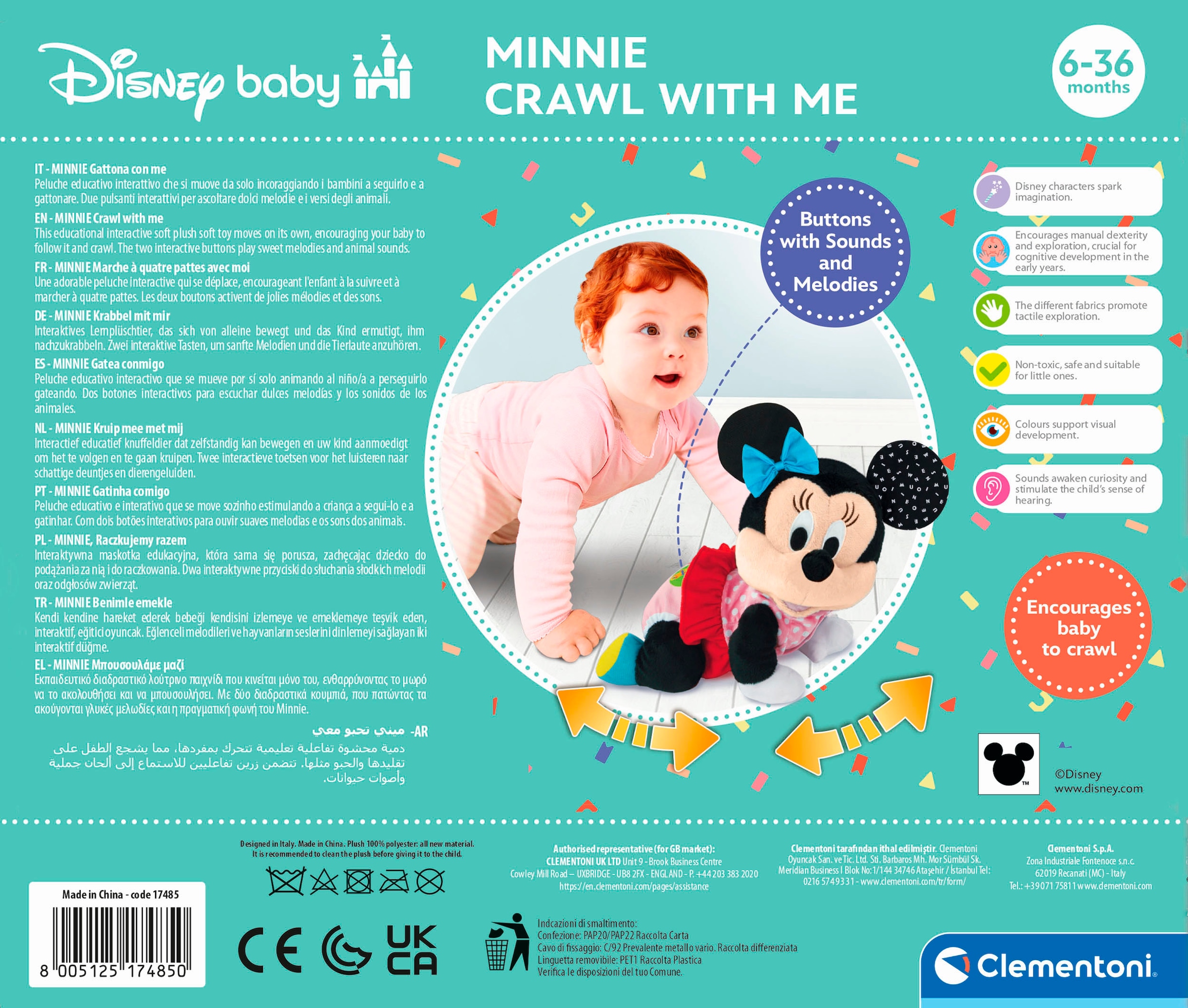 Clementoni® Plüschfigur »Disney Baby,  Minnie - Krabbel mit mir« mit Sound