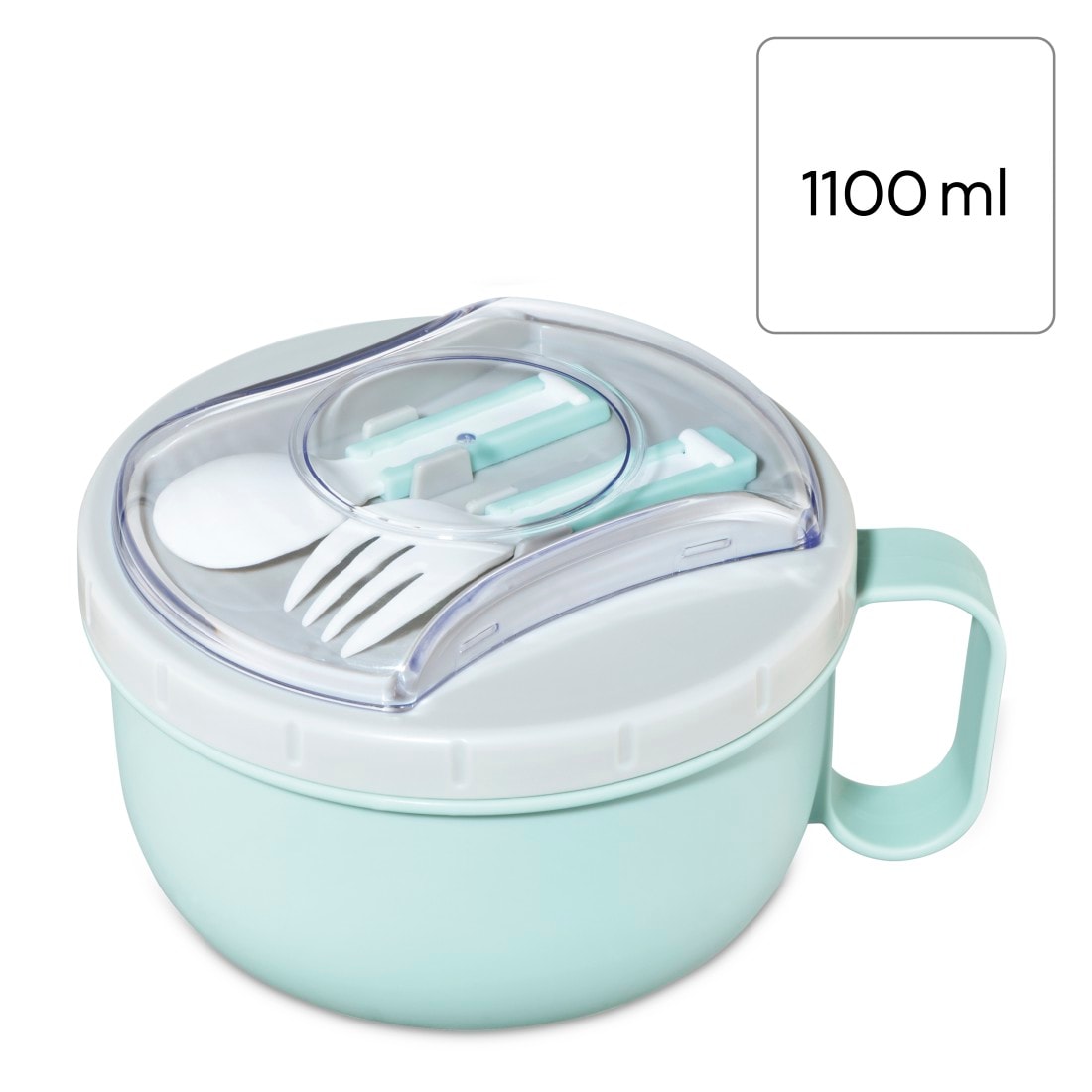 Xavax Lunchbox »Lunchpot rund (große Lunchbox für Mikrowelle, Brotdose mit Besteck)«, (3 tlg.), To Go Lunchbox mit Griff