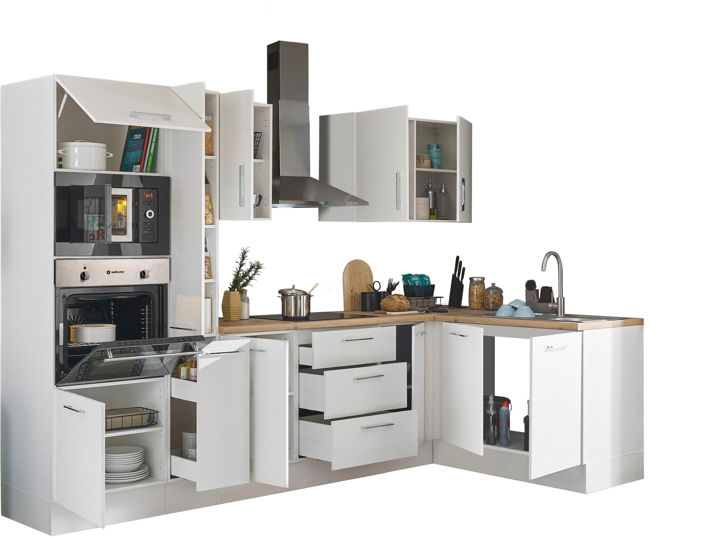 BASIC by Balculina Winkelküche »Turin«, Stellbreite 300x175 cm, wahlweise mit E-Geräten