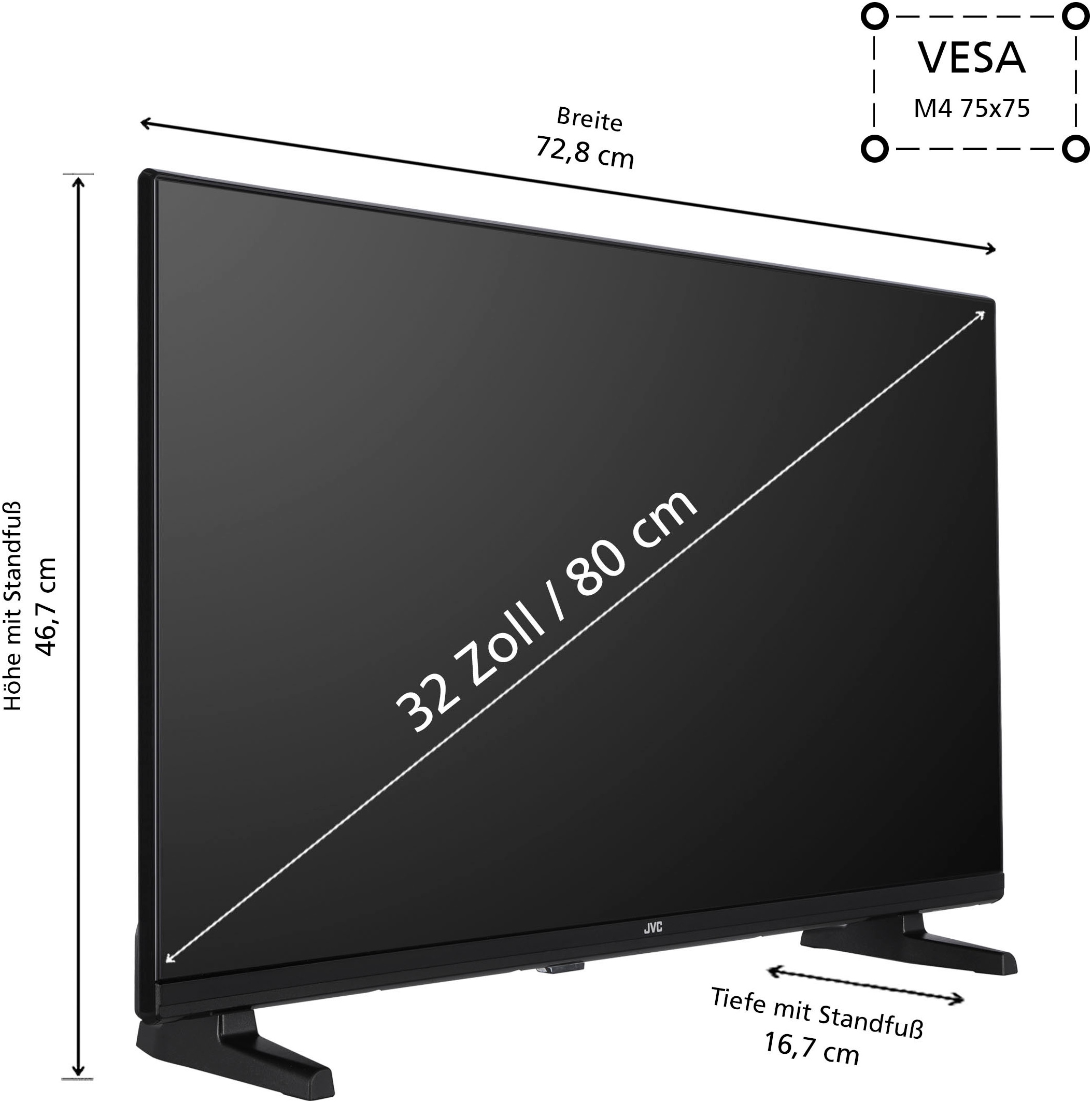 JVC LCD-LED Fernseher, 80 cm/32 Zoll, HD, Android TV-Smart-TV