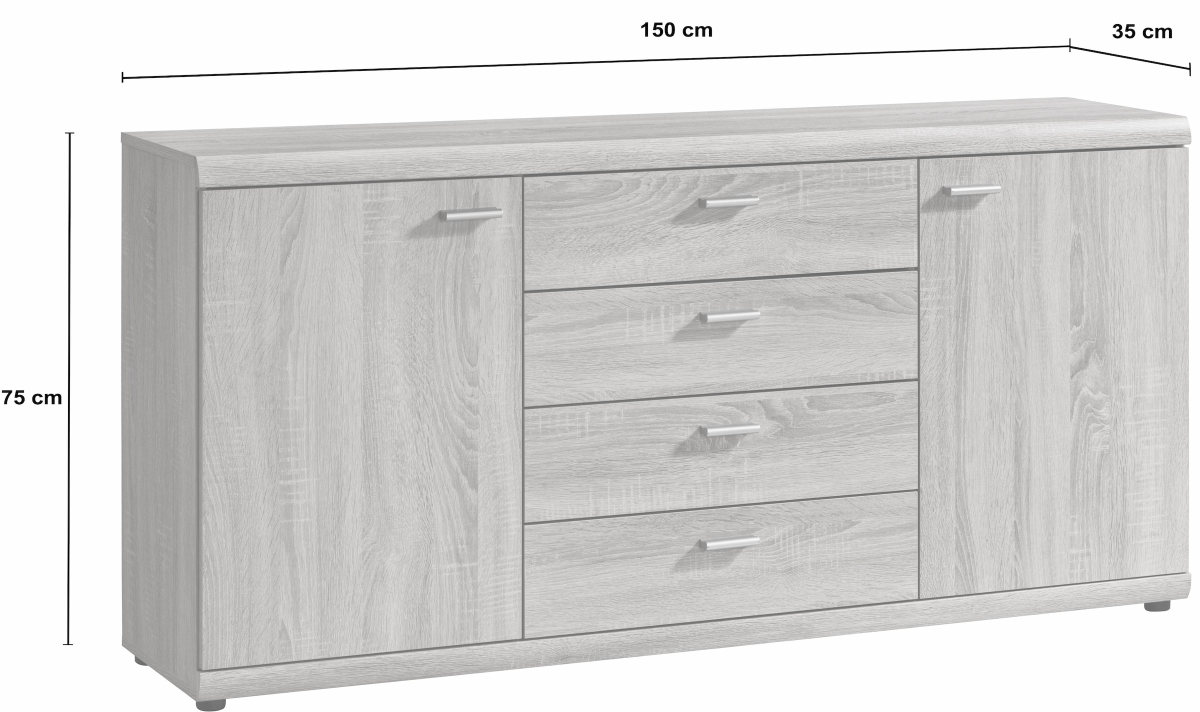 Procontour Kommode »Sun«, Breite 150 cm, mit 4 Schubkästen