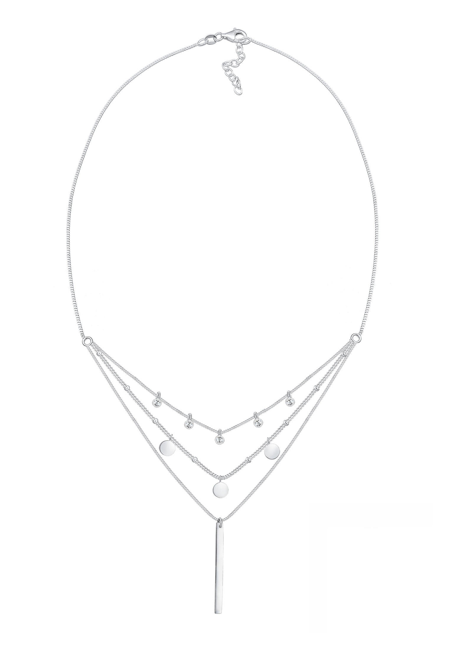 Elli Silberkette »Halskette Layer Glas Kristalle Weiß 925 Sterling Silber«