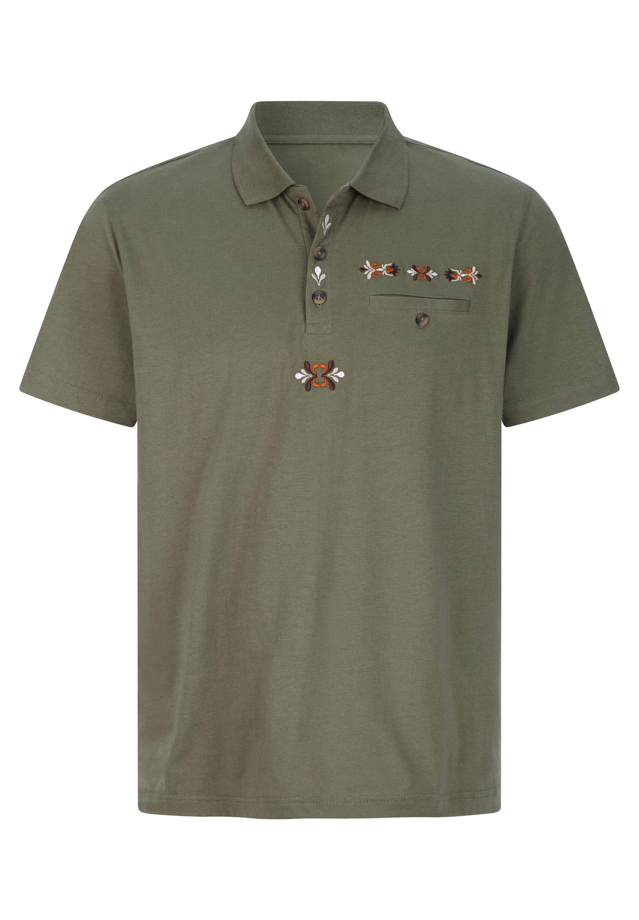 Sieh an! Trachtenshirt »Kurzarm-Poloshirt Poloshirt mit Trachtenstickerei«