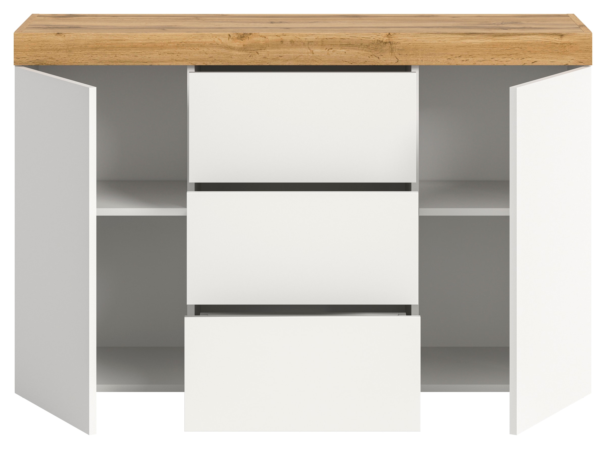 OTTO home Sideboard »MAMBO, TOPSELLER!, Breite 125cm, 2 Türen, 3 Schubkästen, push-2-open« 2 farbige Ausführung, in verschiedenen Farben erhältlich, 1 Stk. tlg. Sideboard, Kommode, Wohnzimmer, Flur, Arbeitszimmer