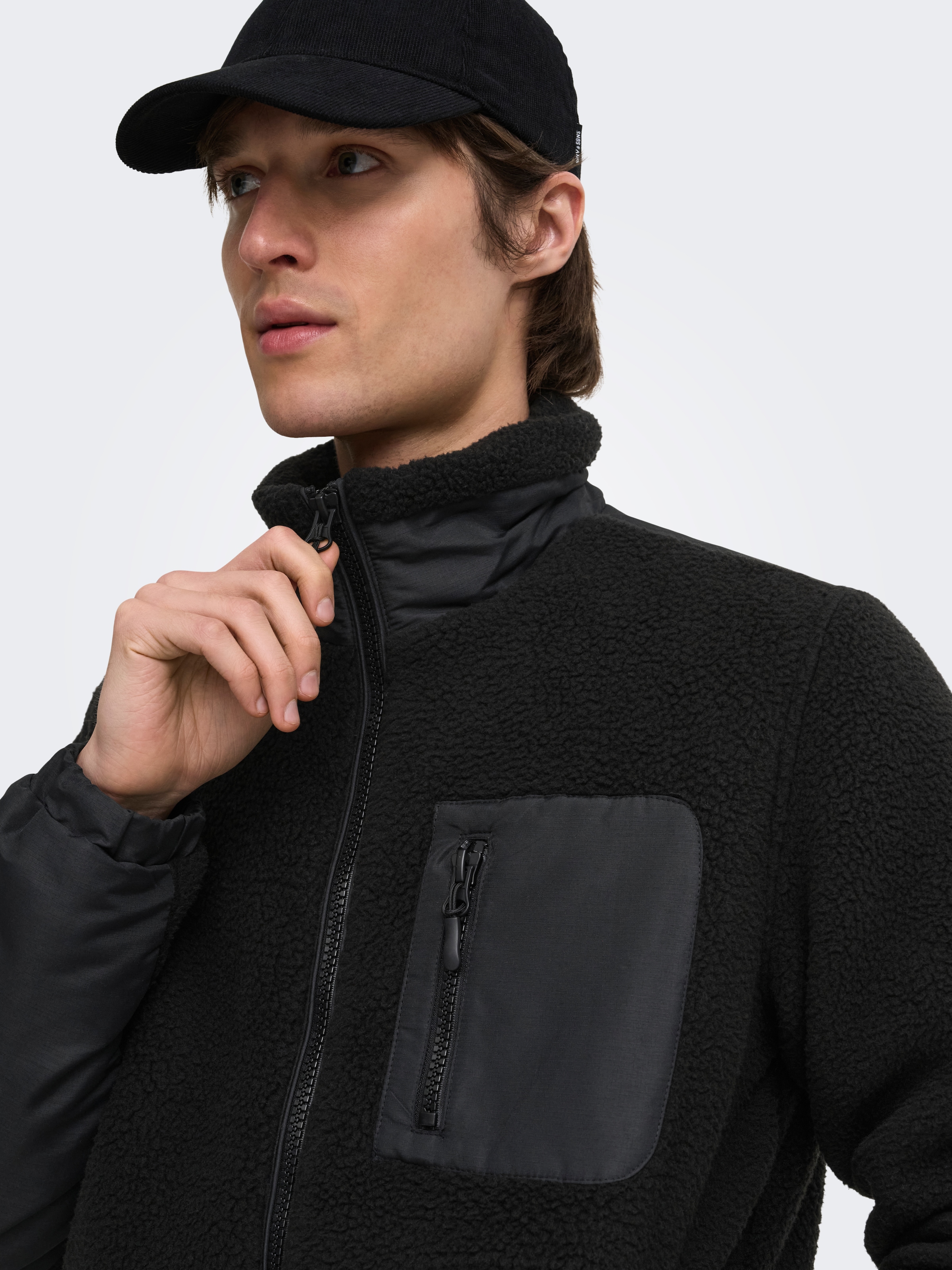 ONLY & SONS Kurzjacke »ONSTYRO PADDED SHERPA JACKET NOOS« Polyester, regular fit