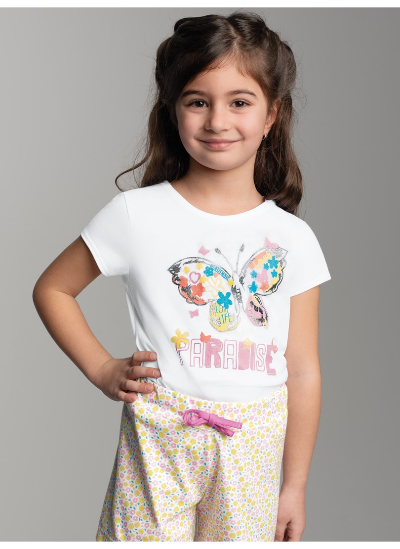 Trigema T-Shirt »TRIGEMA T-Shirt mit buntem Schmetterling-Printmotiv« 1 Stk.