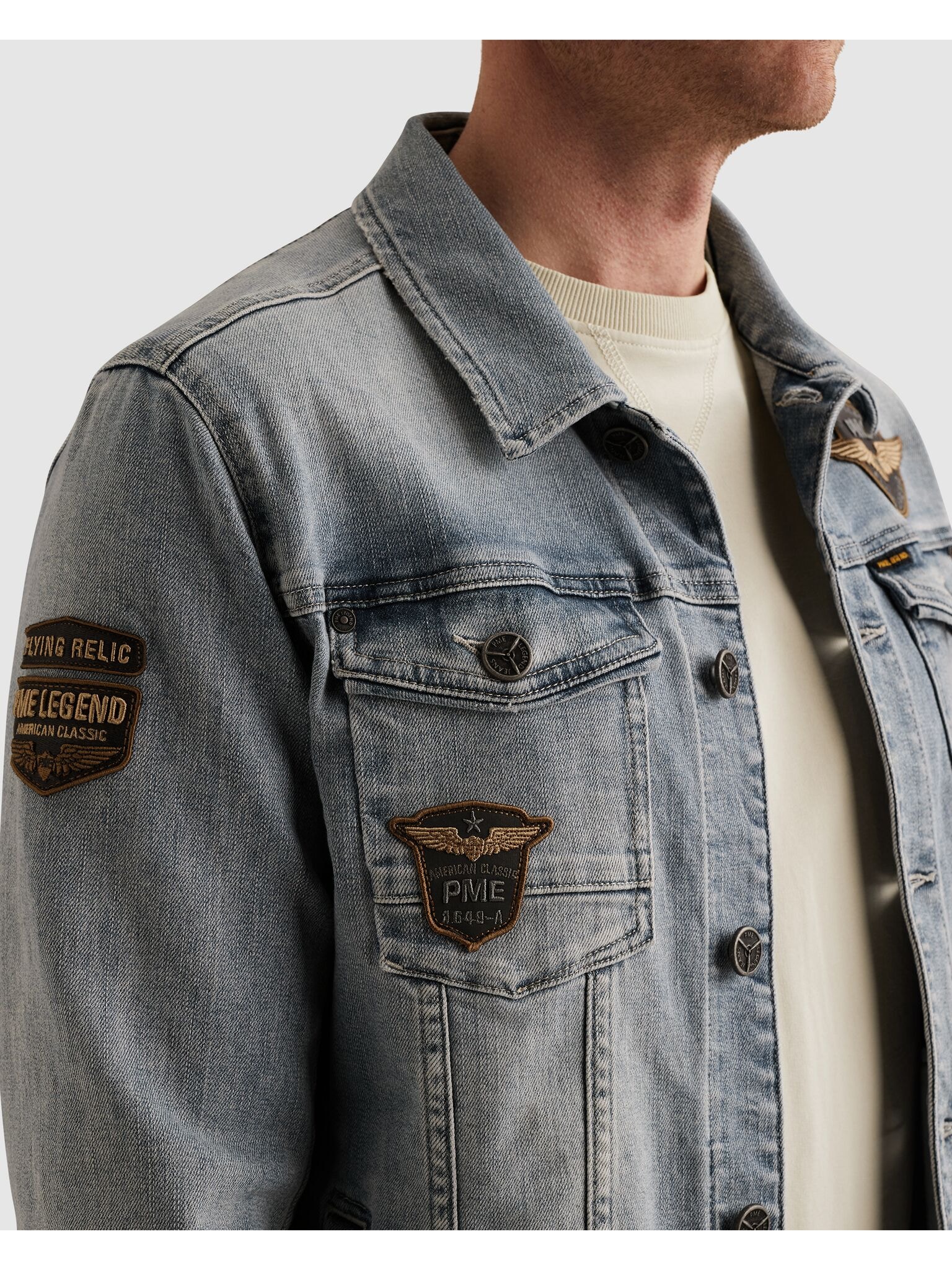 PME LEGEND Jeansjacke mit Logo Stickereien