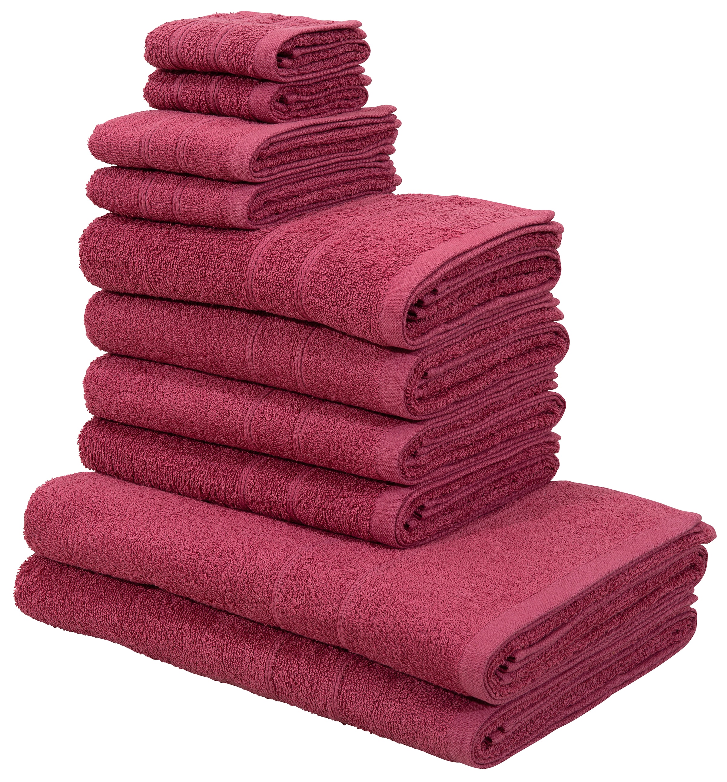 my home Handtuch Set 100% Handtücher Bordüre, feiner »Inga«, aus 10 Walkfrottee, Handtuchset Baumwolle Set, mit tlg
