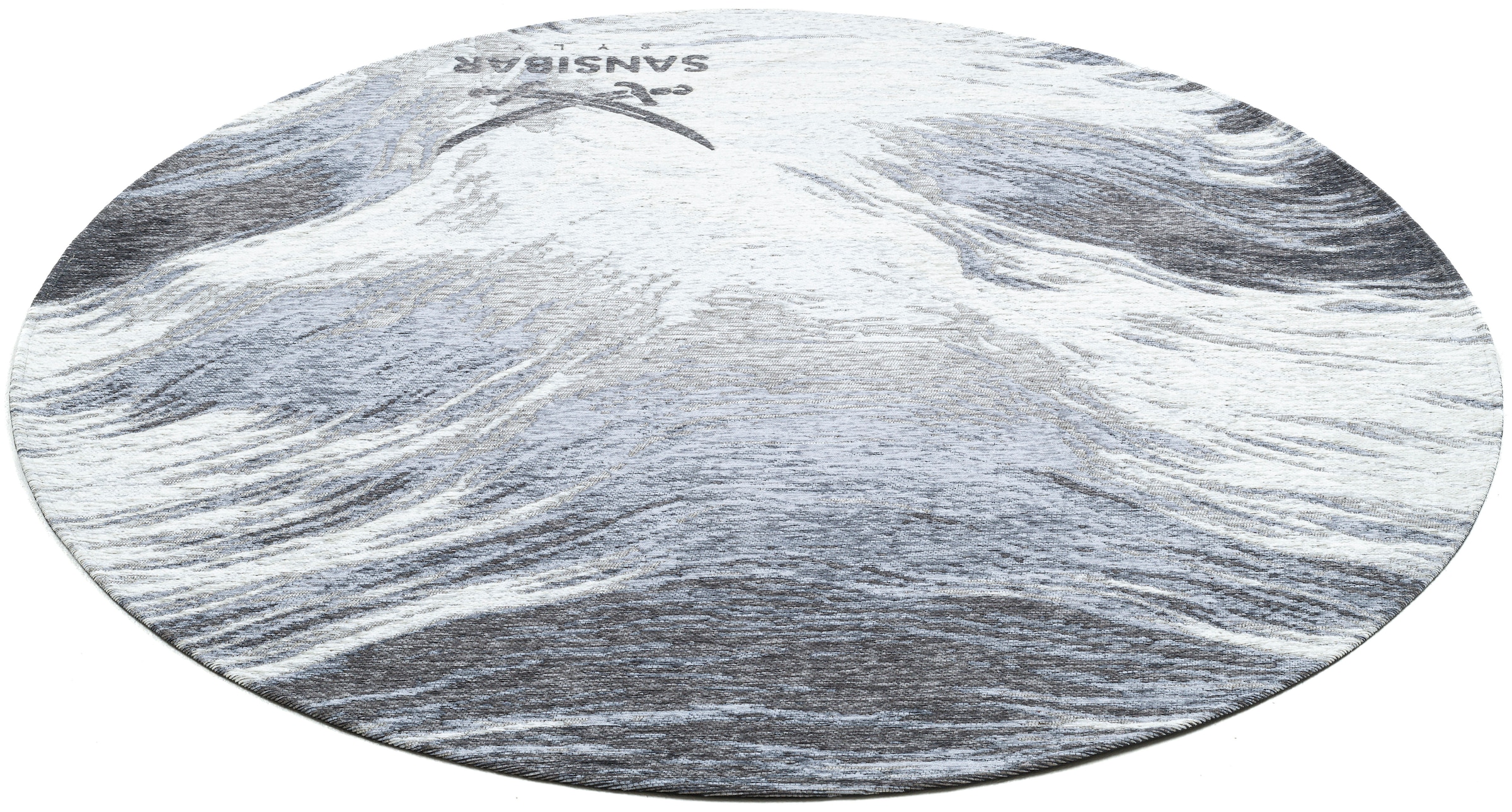 Sansibar Teppich »Keitum 032« rund 3 mm Höhe Flachgewebe, modernes Design, Motiv Brandung & Wellen