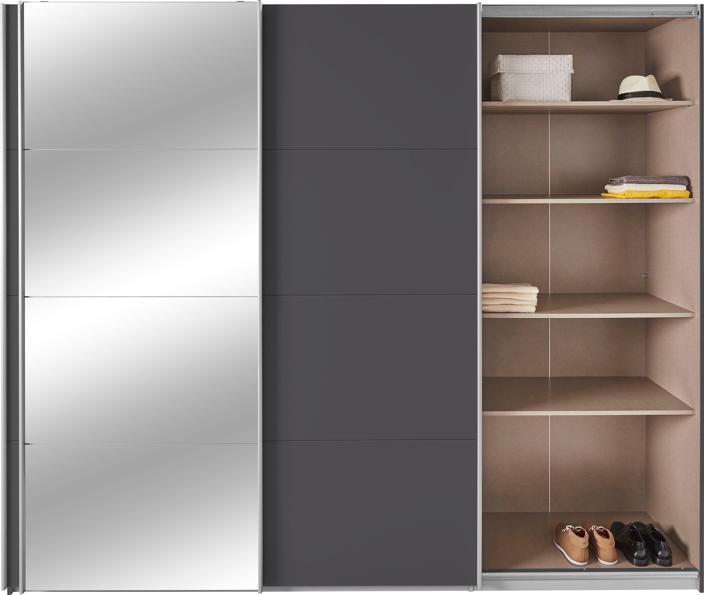 rauch Schwebetürenschrank »Kleiderschrank Schrank Garderobe Wäscheschrank TOMA mit Passepartout«, inkl. Regaleinsatz sowie zusätzlichen Einlegeböden MADE IN GERMANY