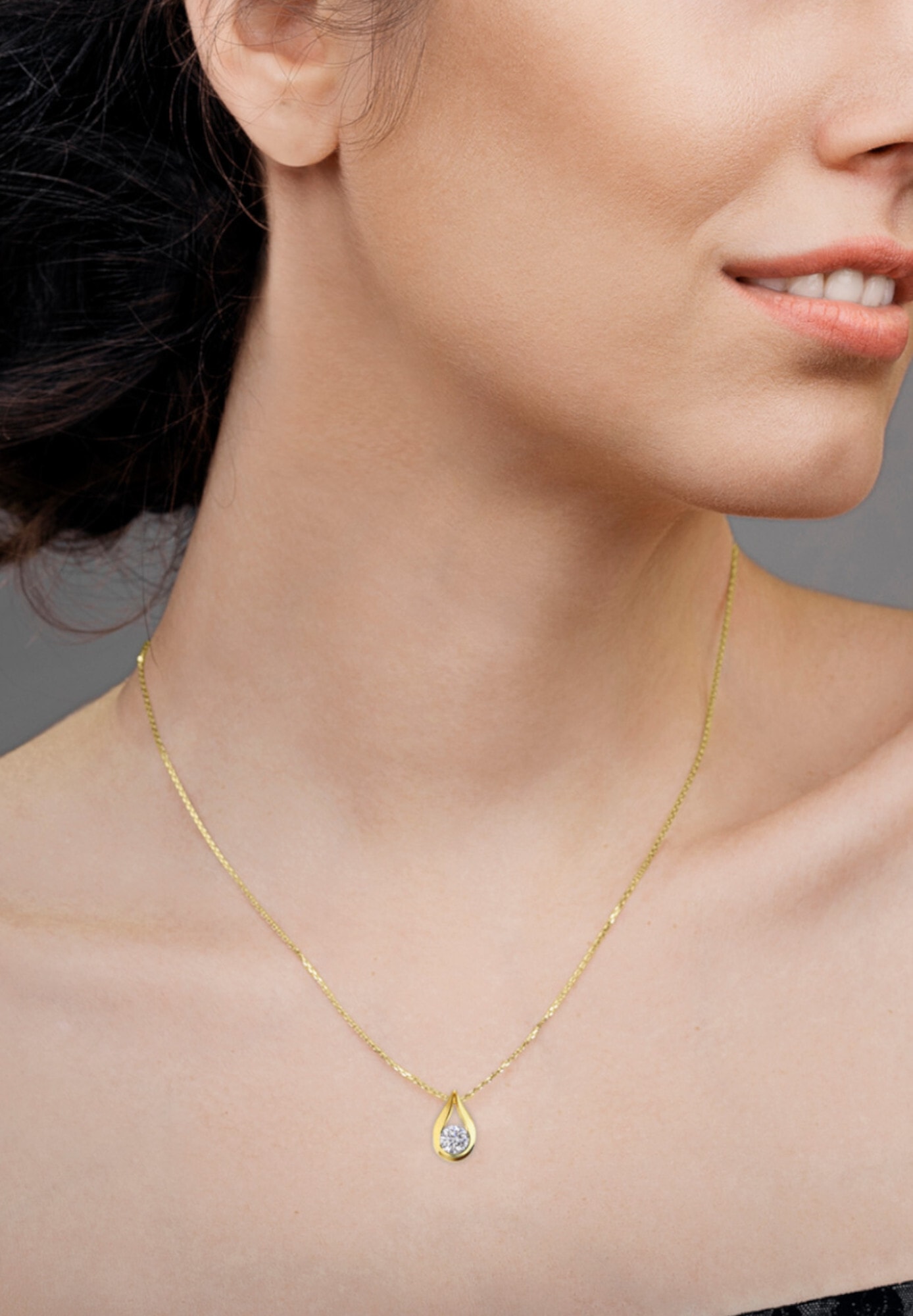 ONE ELEMENT Kettenanhänger »Zirkonia Anhänger aus 333 Gelbgold«