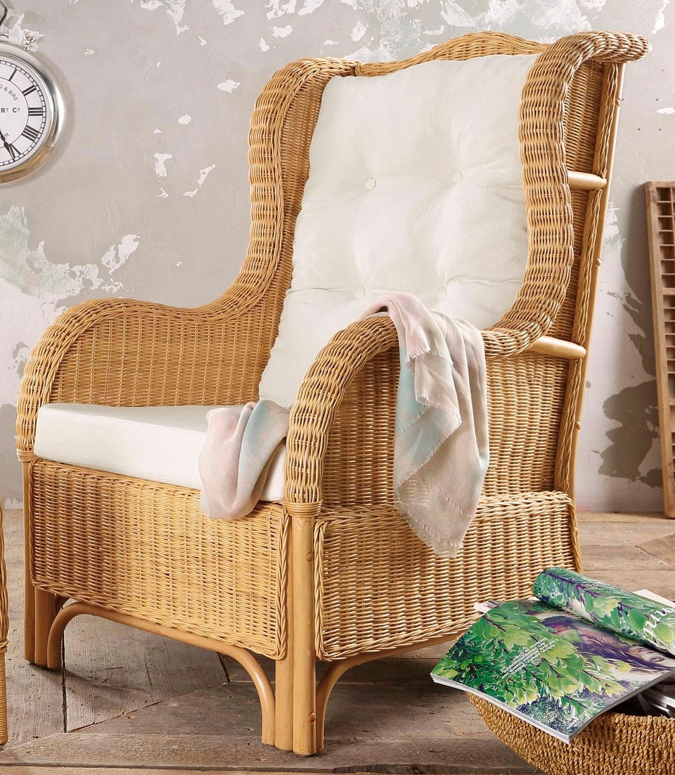 HOFMANN LIVING AND MORE Ohrensessel »Frieda«, aus handgeflochtenem Rattan