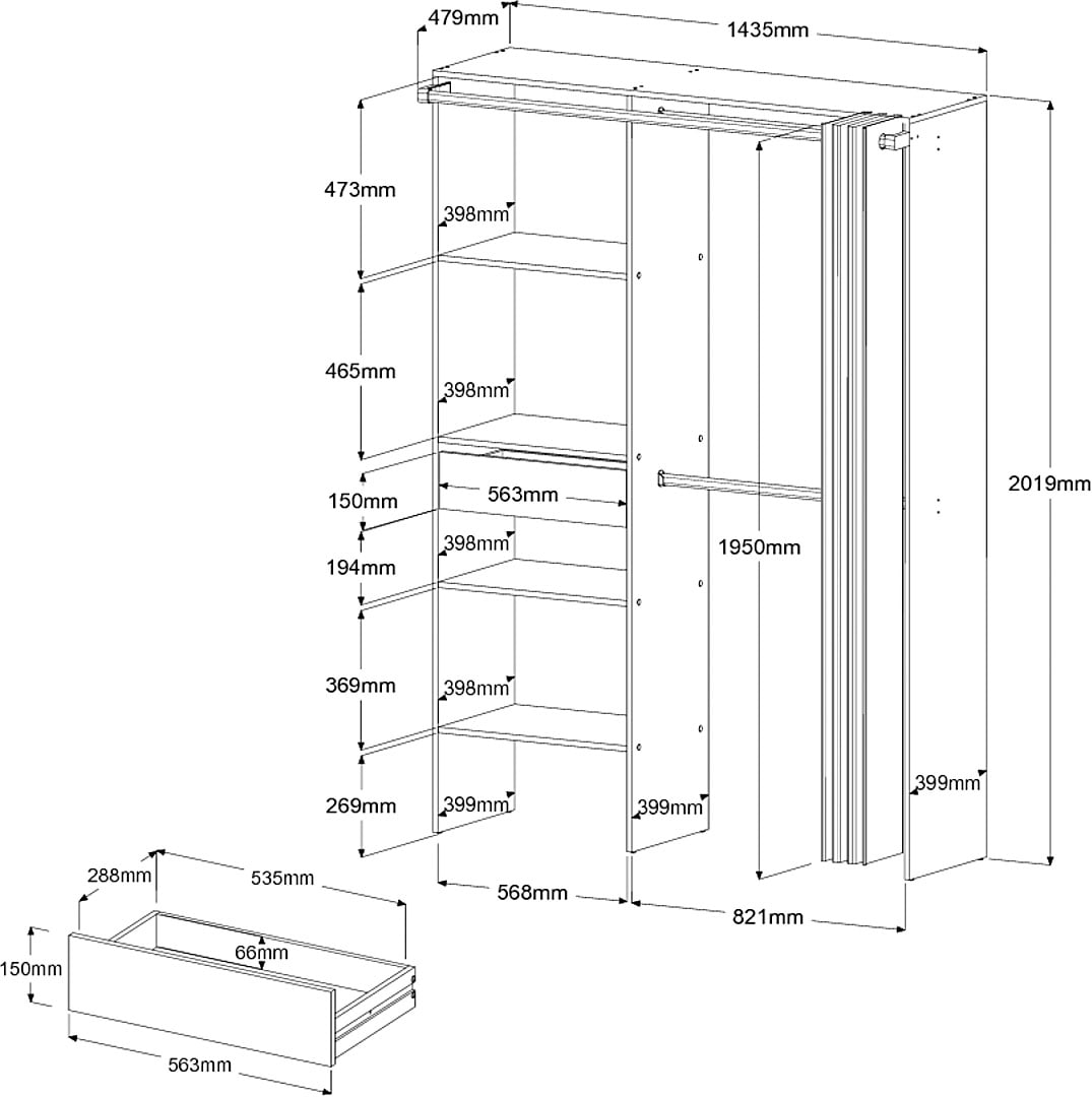 Parisot Jugendzimmer-Set »Parisot Sleep 11« Set, 2 tlg. Rückwand am Bett drehbar - Weiss oder Eiche