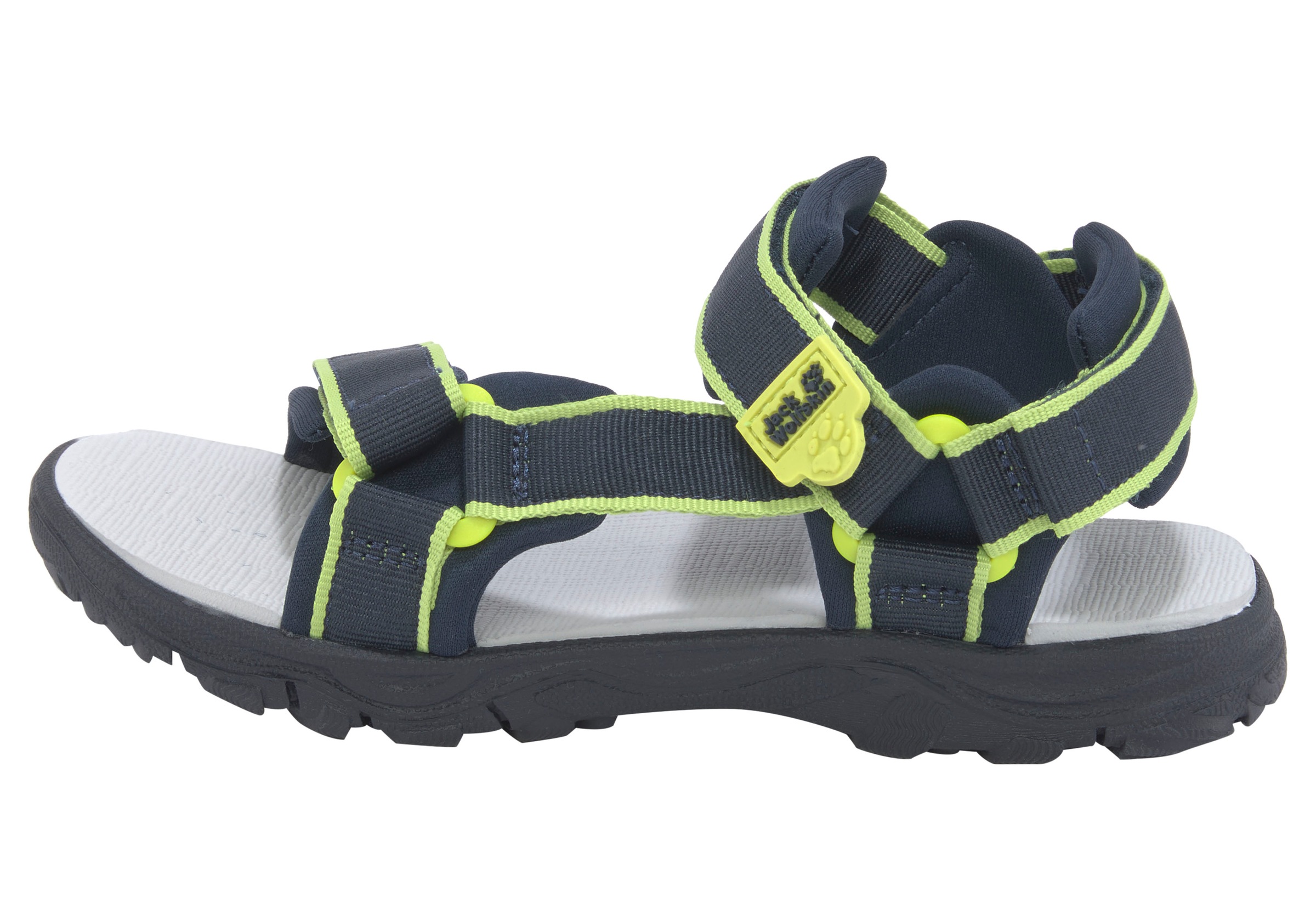 Jack Wolfskin, Damen, »SEVEN SEAS 3 K« mit Klettverschluss, blue-lime, 28, blue-lime, Modische Sandale von Jack Wolfskin mit Schnürung