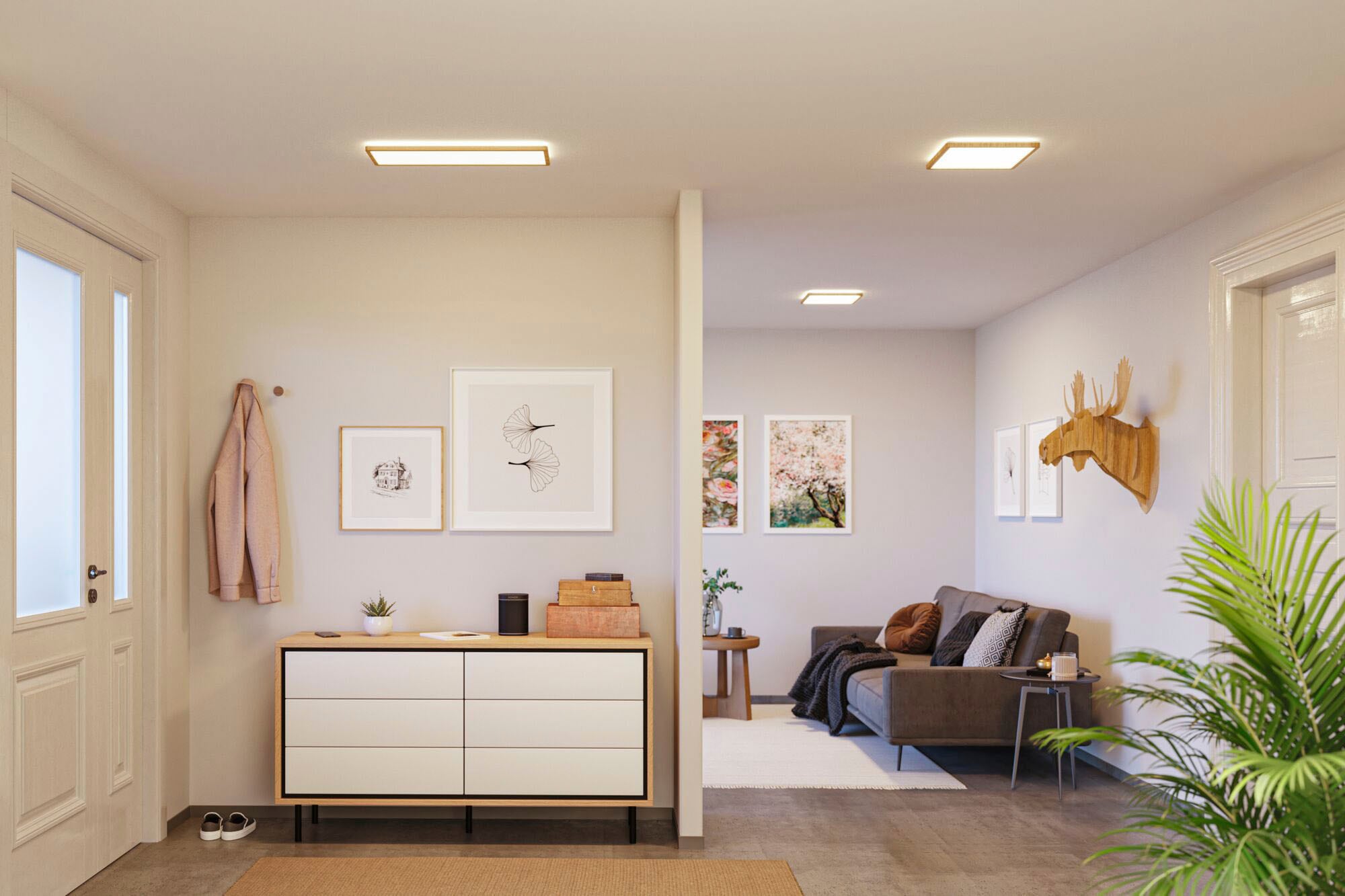 Paulmann LED Panel »Atria Shine 22W 4000K 580x200 Eiche Kunststoff IP44«, 1 flammig, Hintergrundbeleuchtung