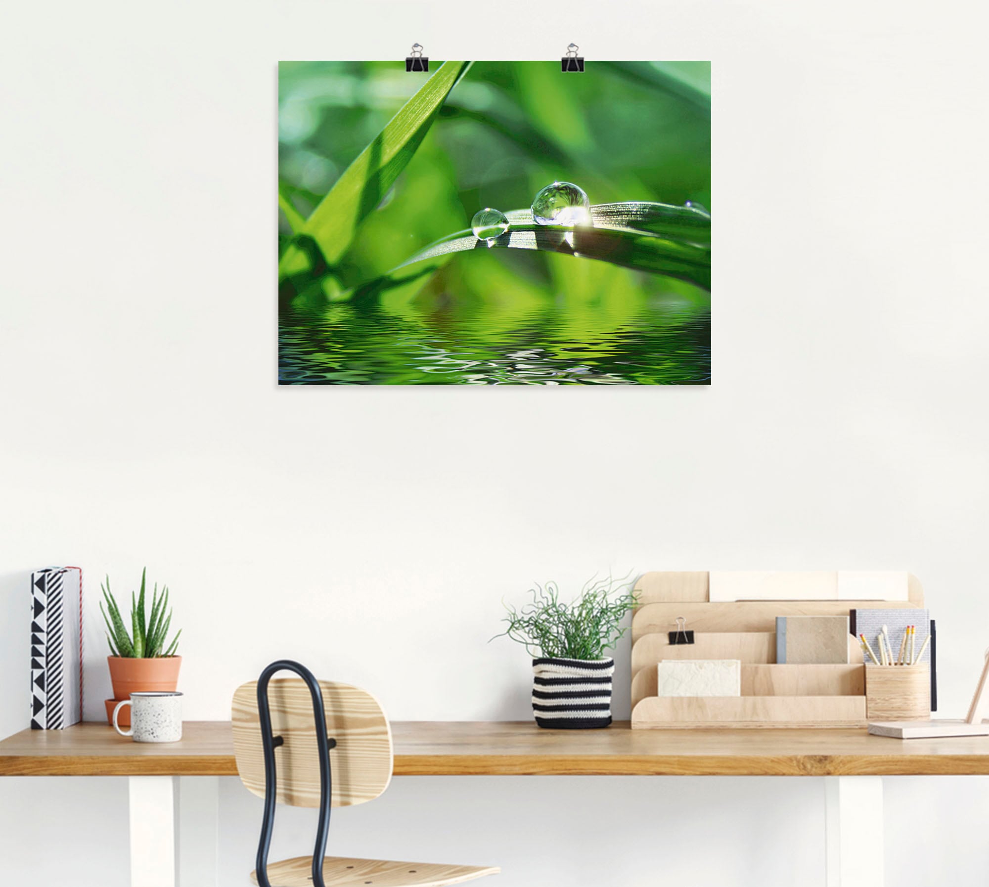 Artland Wandbild »Grüner Hintergrund mit Gras«, Gräser, (1 St.), als Leinwandbild, Poster, Wandaufkleber in verschied. Größen