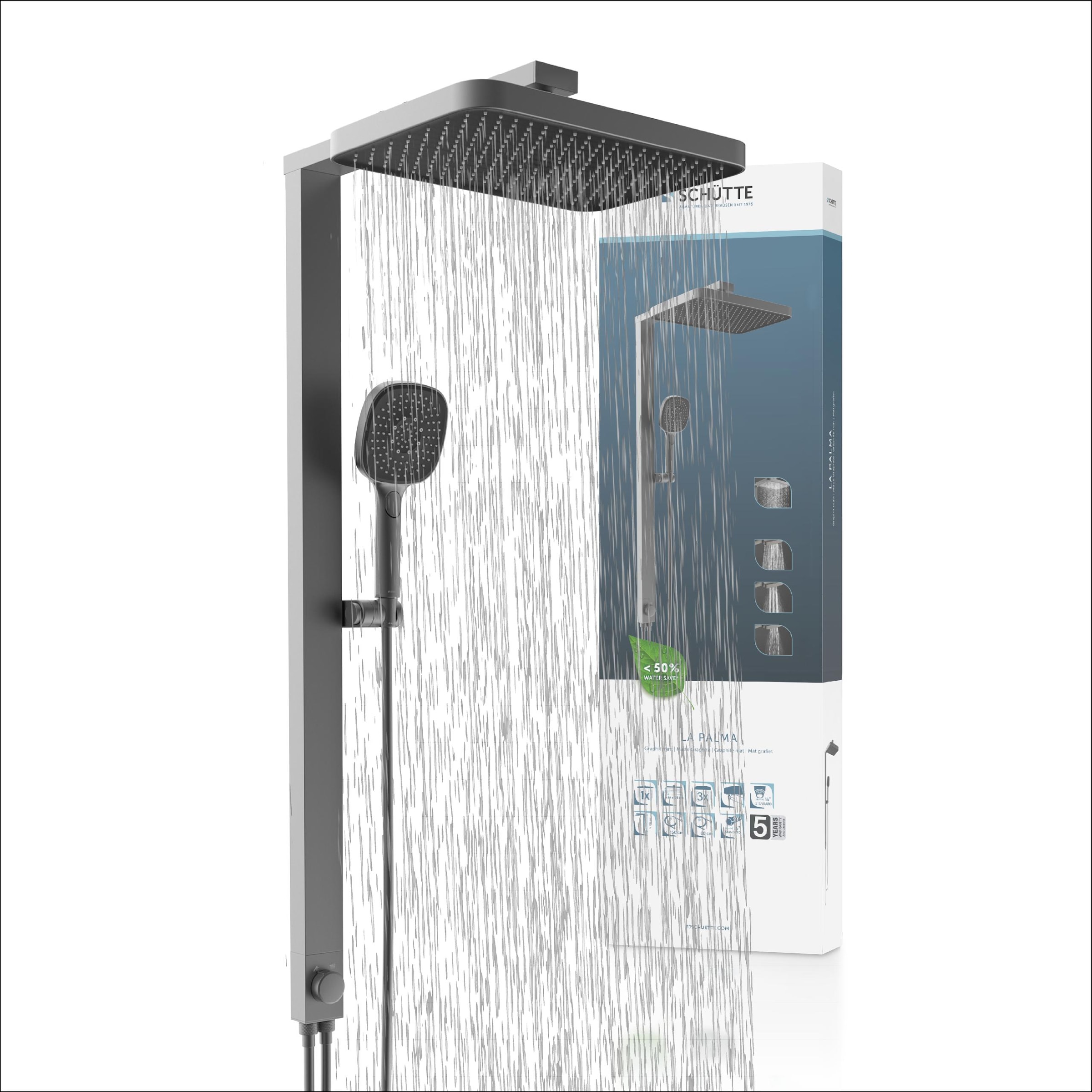Schütte Brausegarnitur "LA PALMA" Komplett-Set, Regendusche, mit Antikalk-Beschichtung, wassersparend