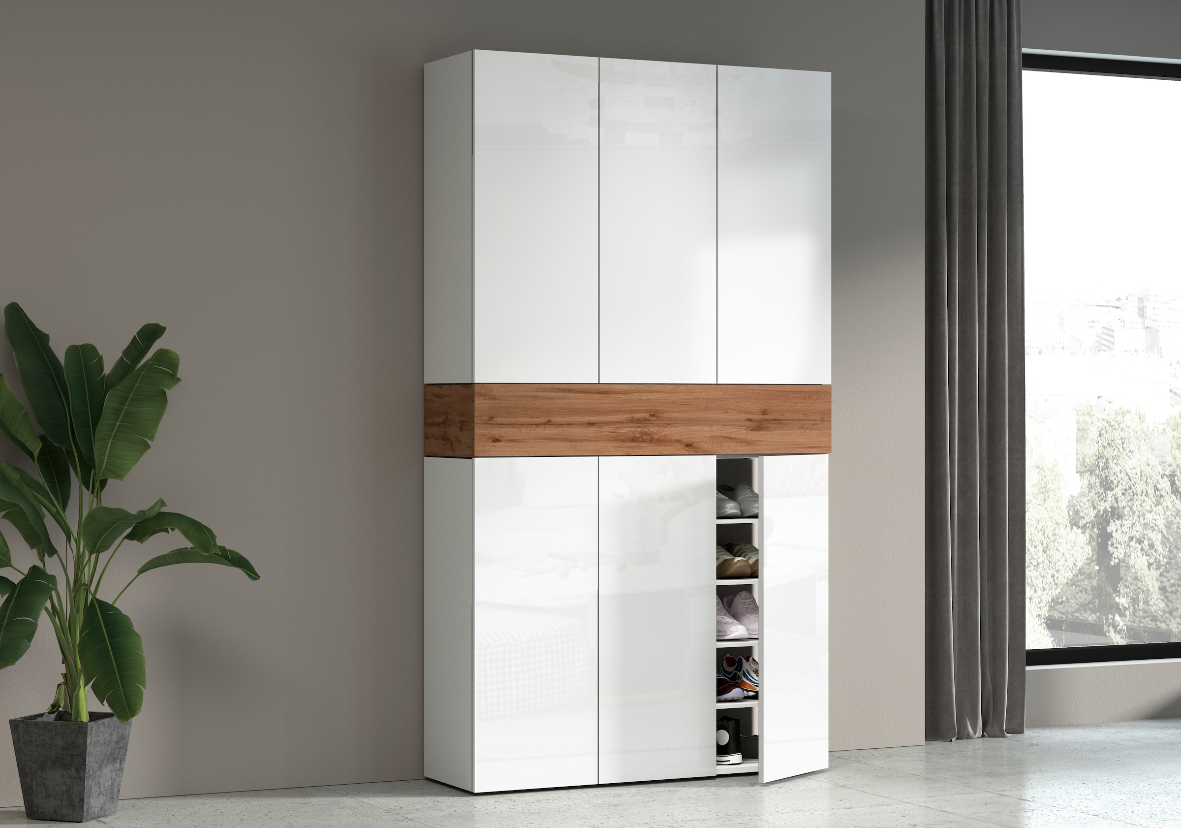 Home affaire Schuhschrank »Savona« Höhe 200cm, 12 Einlegeböden, 21 Fächer