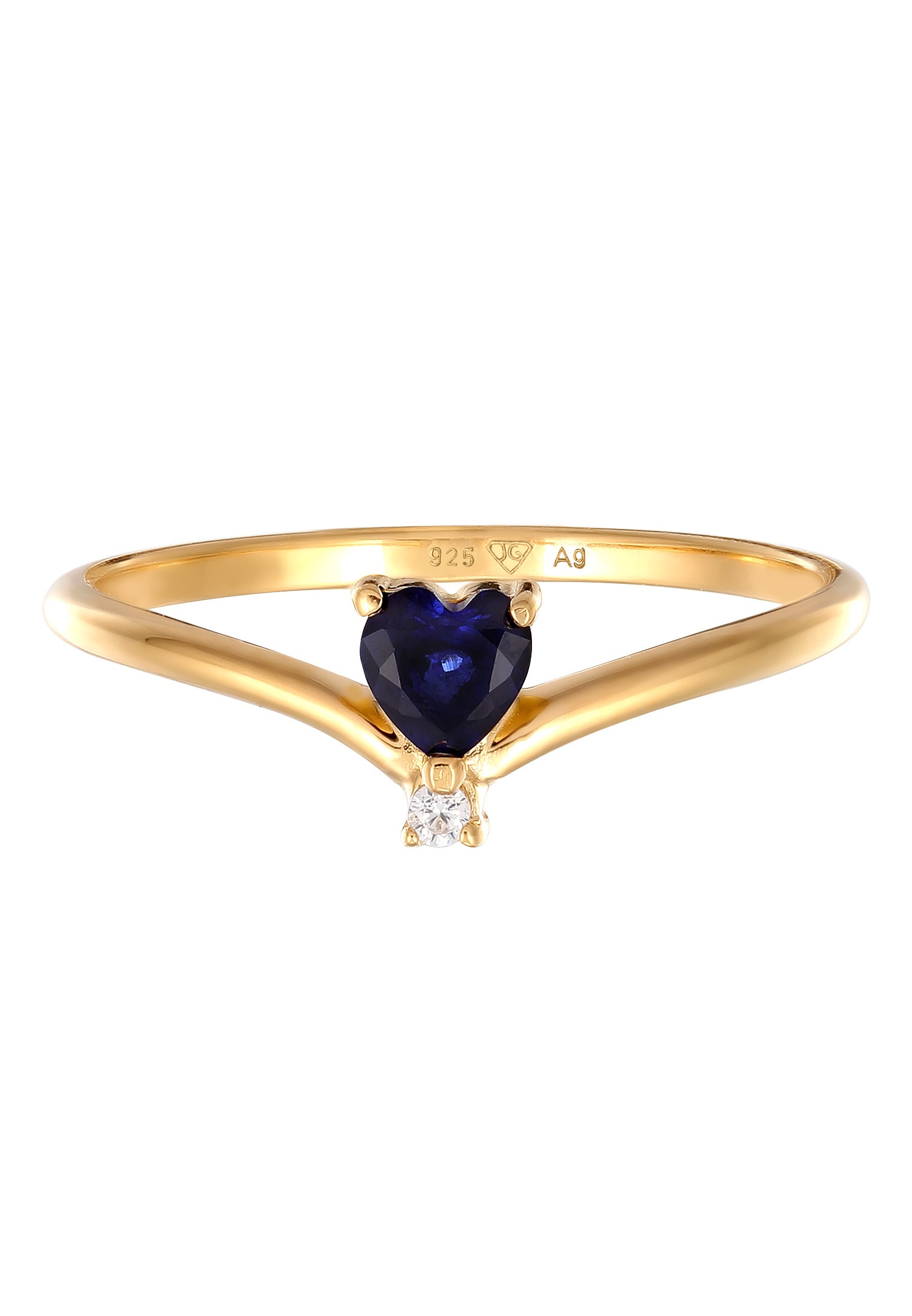 Elli DIAMONDS Silberring »Ring Herz Saphir Dunkelblau Diamant Brillantschliff (0.004 ct) 925 Sterling Silber«