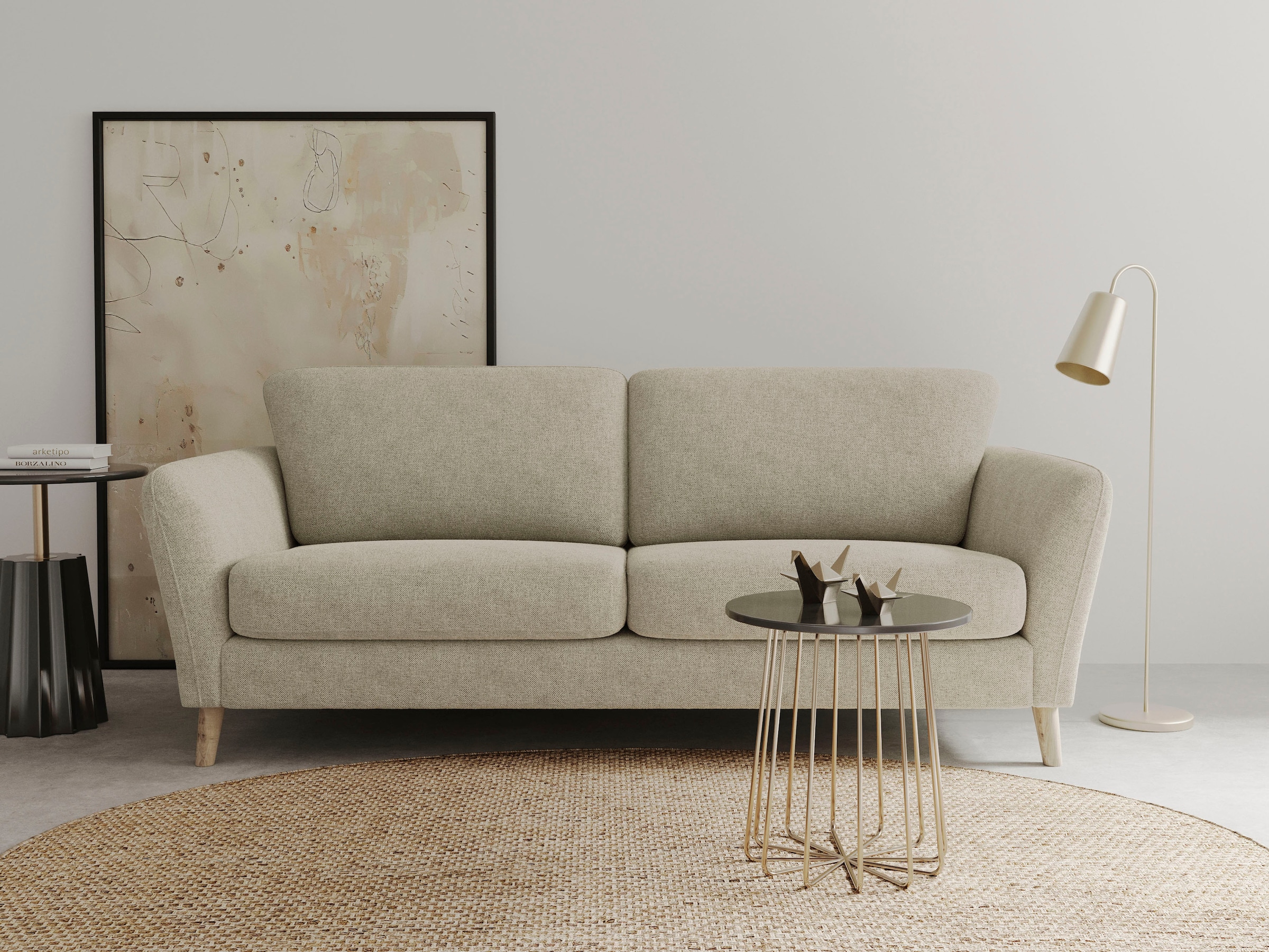 Home affaire 3-Sitzer »MARSEILLE Sofa 206 cm«, mit Massivholzbeinen aus  Eiche, verschiedene Bezüge und Farbvarianten auf Raten kaufen