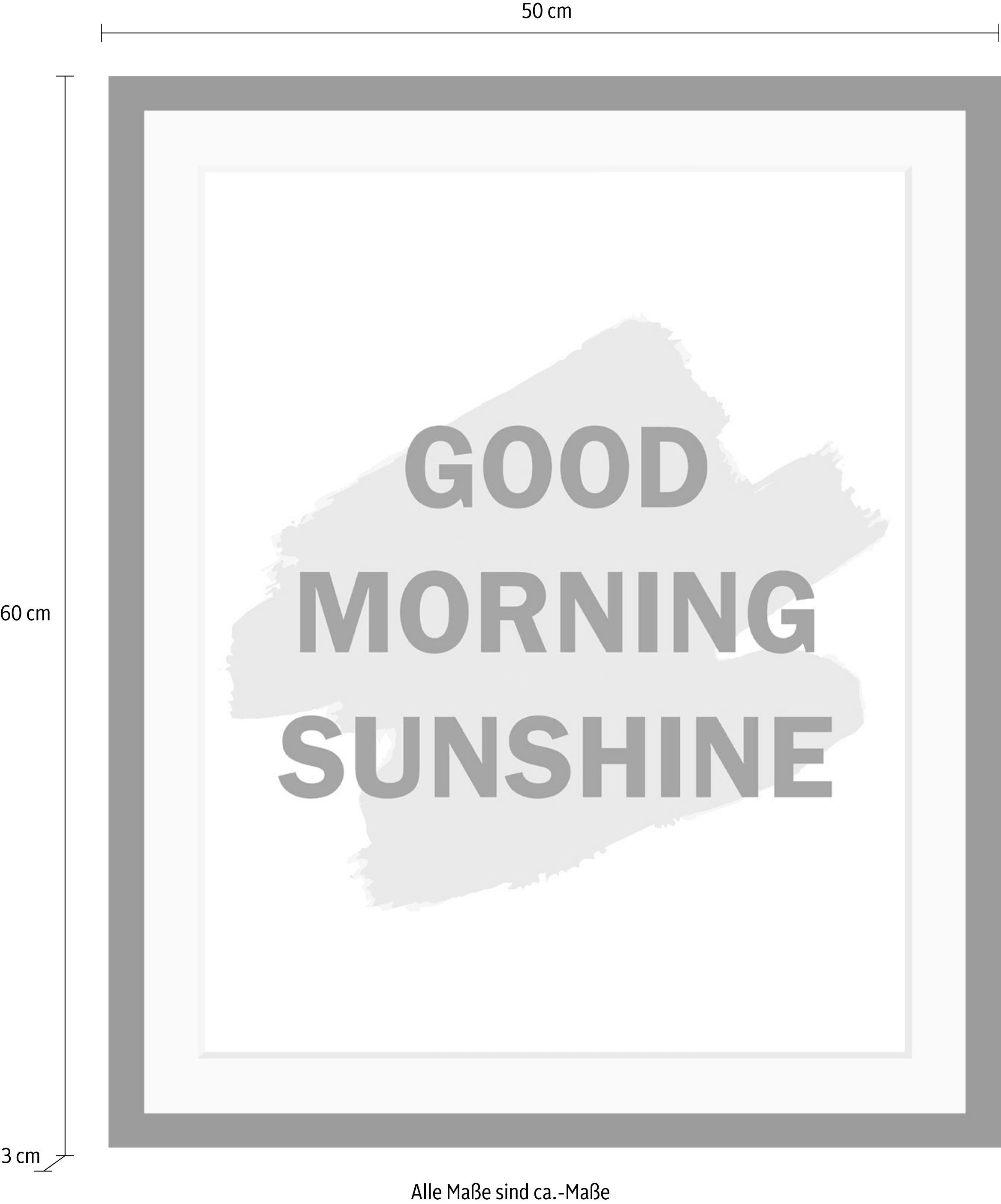queence Bild »Good Morning«, Schwarz-Weiß-Schriftzug-Motivationsbilder, HD Premium Poster-Druck inkl. Holzrahmen