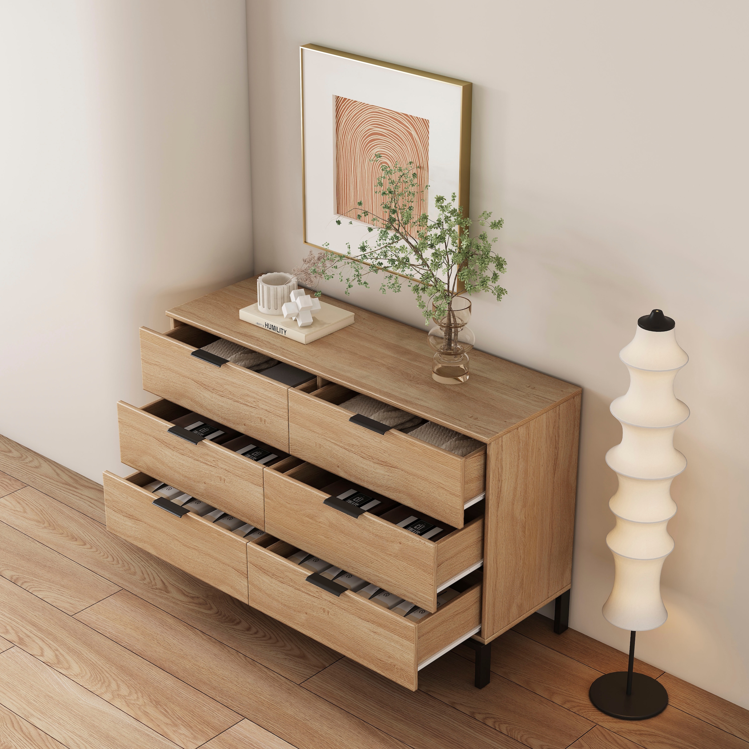 OTTO home Kommode »Jorinde« Melaminoberfläche, flexibler Stauraum und robustes Metallgestell