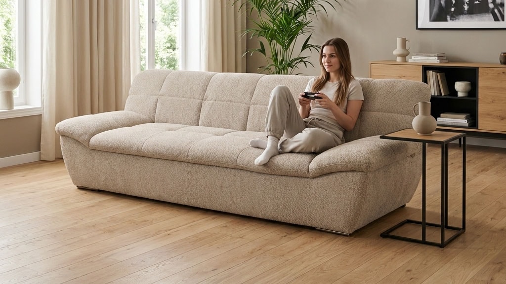 OTTO home 3-Sitzer »Saltrum 232 cm breit, formschön, komfortabel« mit Ziernähen in Rücken und im Sitz, pflegeleichter Bezug