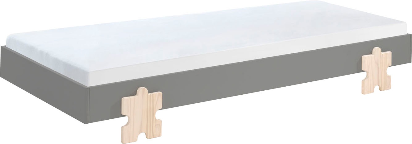 Vipack Kinderbett »Modulo, stapelbares Einzelbett, inkl. Rolllattenrost, 2 Farben«, (B/H/T ca. 203,6x93,8x48cm, Fuß Puzzle massiv, Bettseiten MDF lackiert), Liegefläche 90/200 cm, einzeln oder als 2-er Set erhältlich