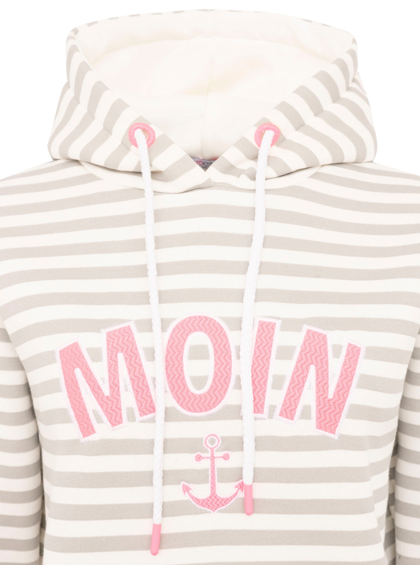Zwillingsherz Kapuzensweatshirt »"Streifen Moin"«, gestreift, große "MOIN"- und Anker -Stickerei, Tasche vorne