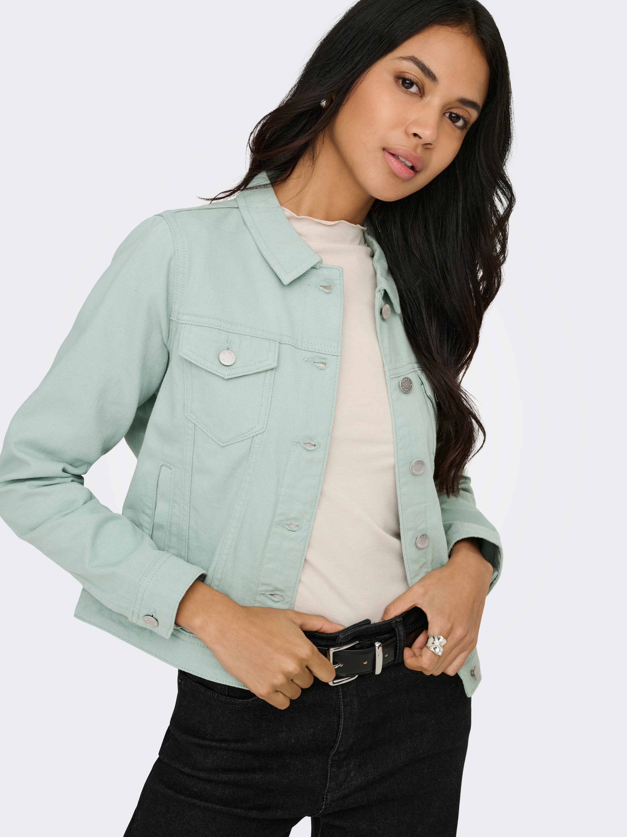 ONLY Jeansjacke »ONLTIA L/S COLORED JACKET PNT RP« mit durchgehender Knopfleiste