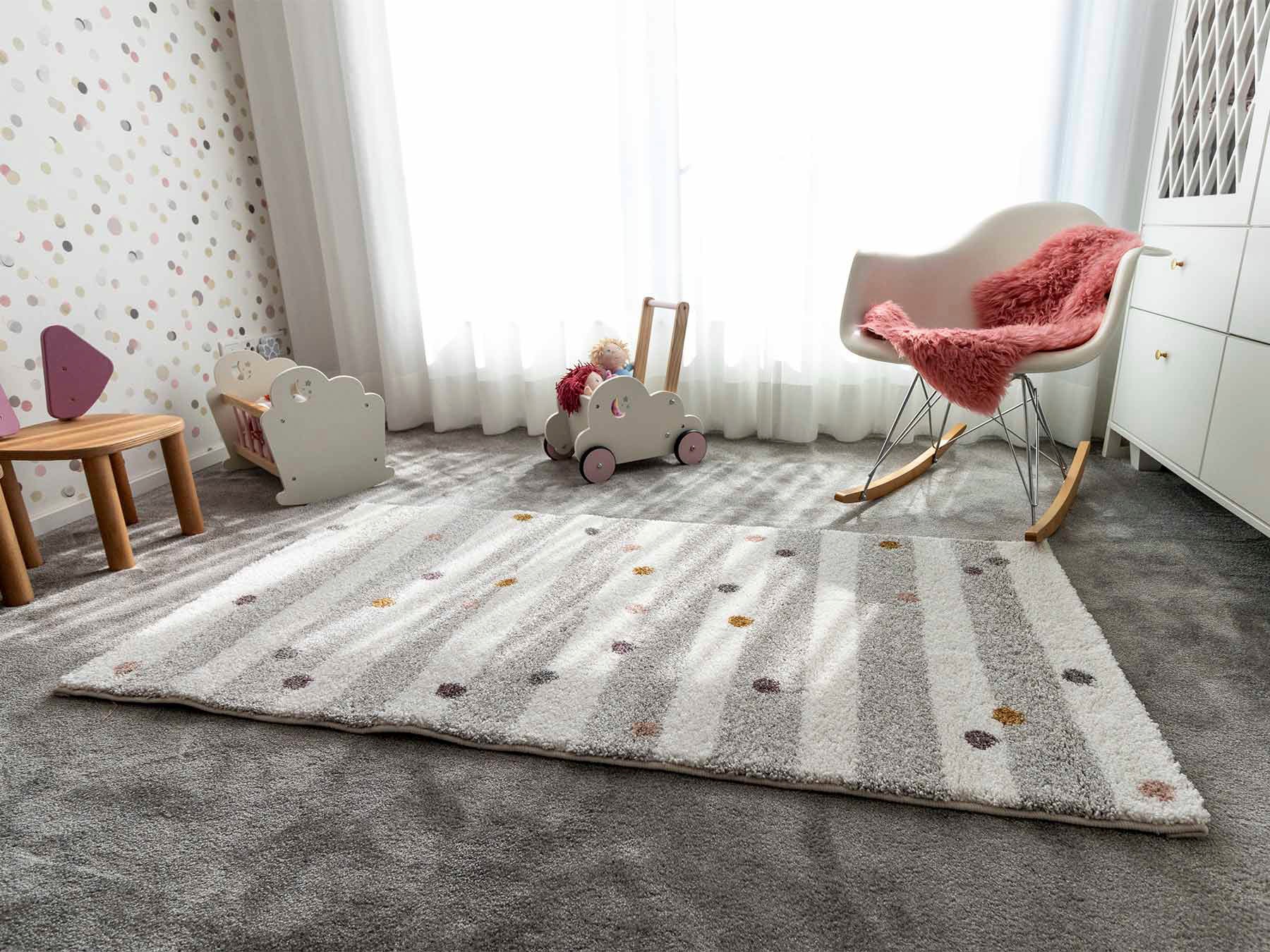Primaflor-Ideen in Textil Kinderteppich »SOFT - Dots&Stripes«, rechteckig, 17,5 mm Höhe, Kurzflor, gestreift mit Punkten, weich & kuschelig, Kinderzimmer