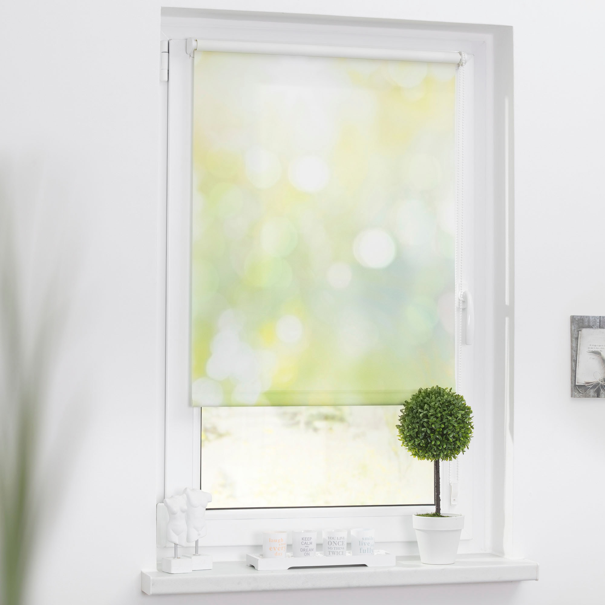 LICHTBLICK ORIGINAL Seitenzugrollo »Rollo Klemmfix, ohne Bohren, Verdunkelung, Lichtspiel - Grün Gelb« verdunkelnd Verdunkelung | energiesparend freihängend
