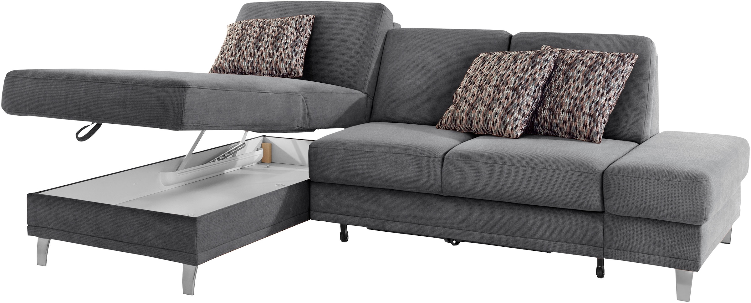 sit&more Ecksofa »Clio L-Form«, wahlweise mit Bettfunktion oder Vorziehsitz und Bettkasten, Federkern