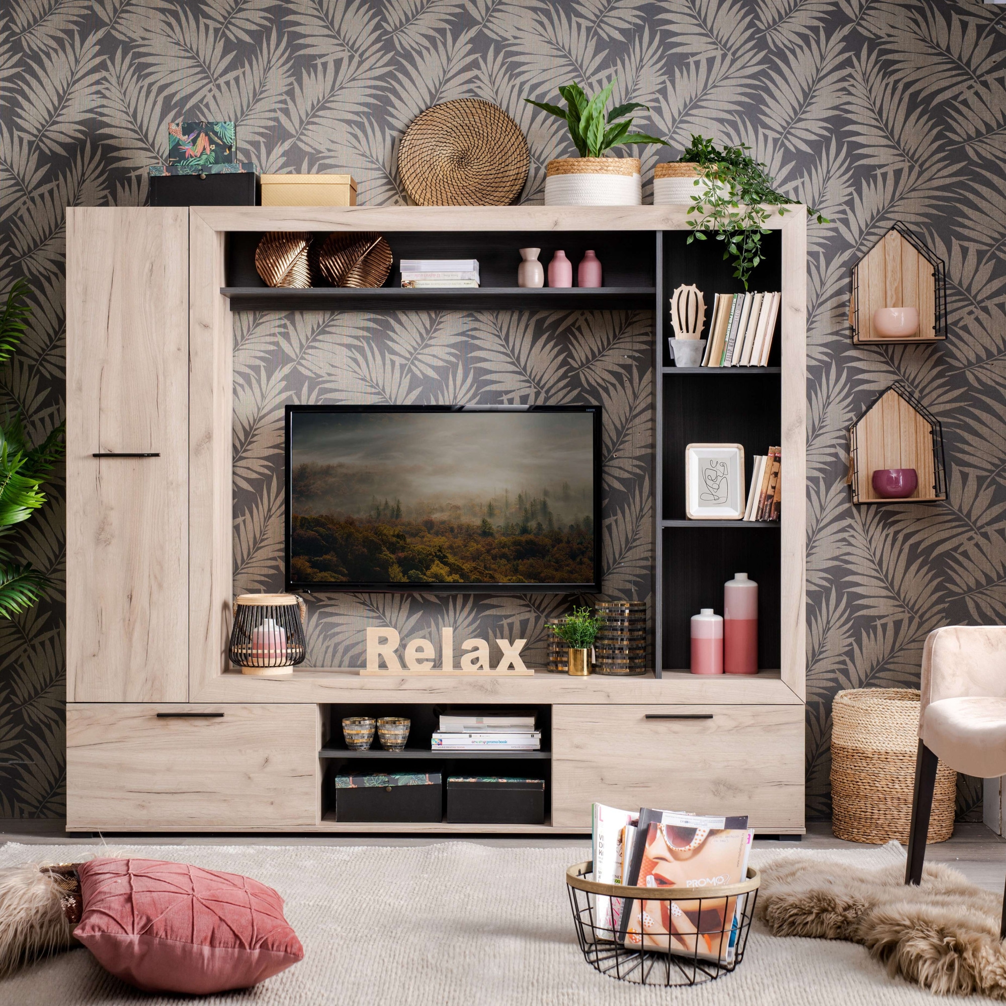 Home affaire Wohnwand »Lorca Medienwand, Wohnzimmerwand, TV-Wand« 4 Stk. tlg.