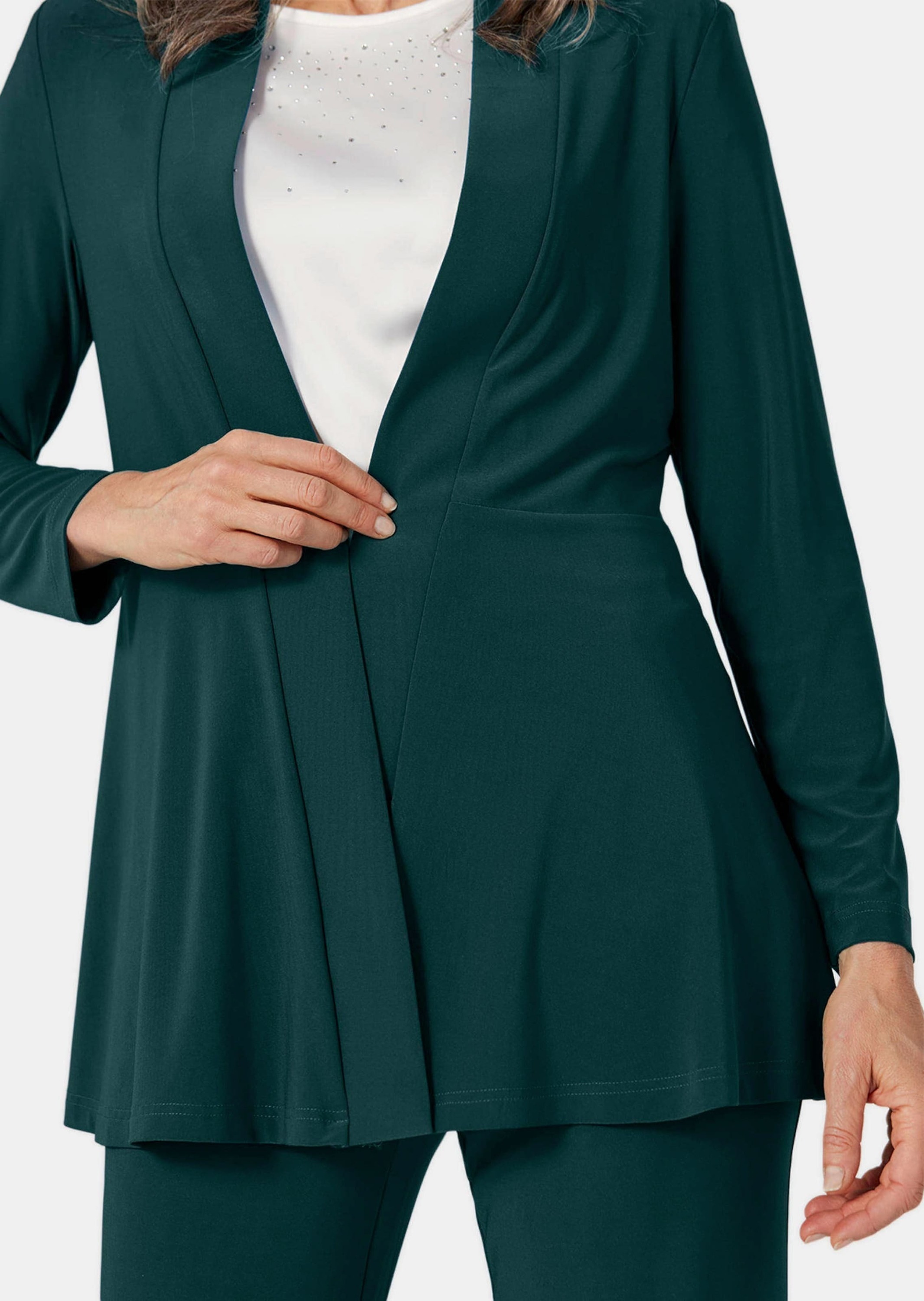 GOLDNER Sweatjacke »Leichte Shirtjacke lila mit Stretch«