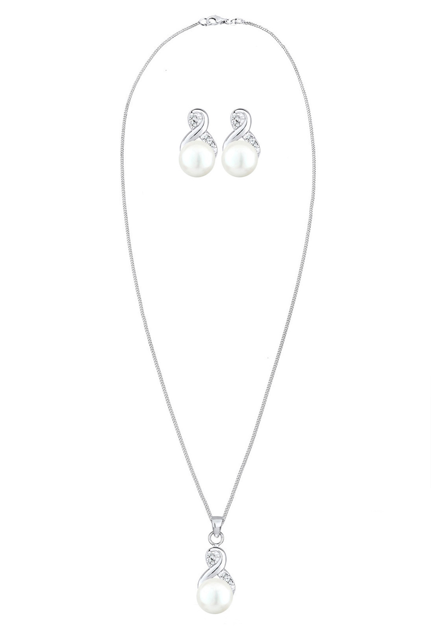 Elli Ohrring und Ketten Set »Schmuckset Infinity Perlen Kristalle 925 Silber« ()