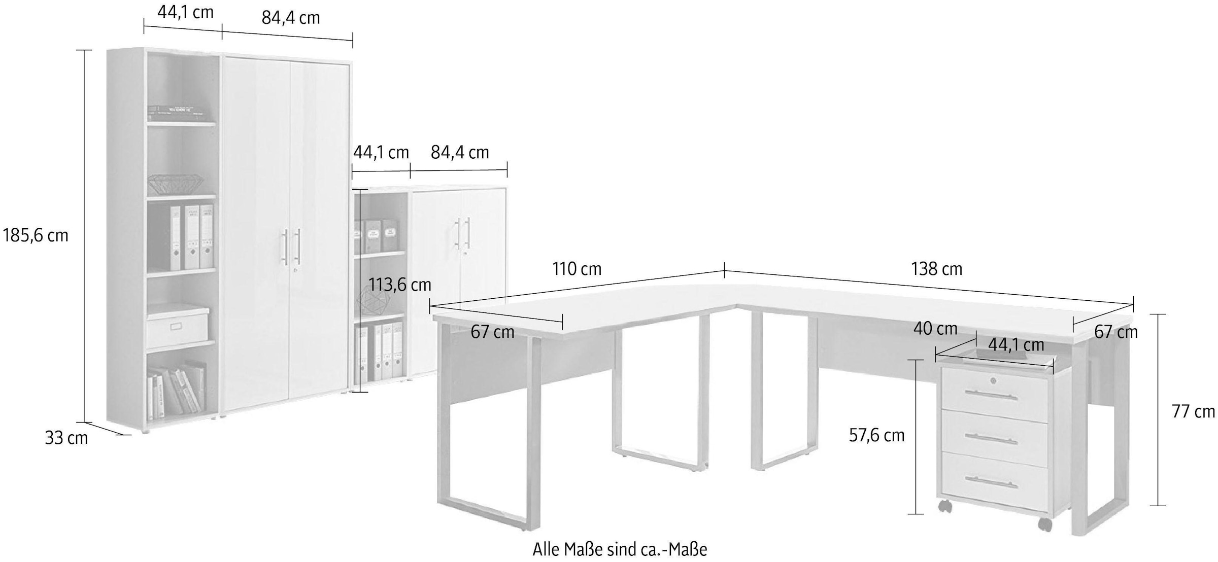 BMG Möbel Büromöbel-Set »Tabor Office 4«, (Set, 8 tlg.)