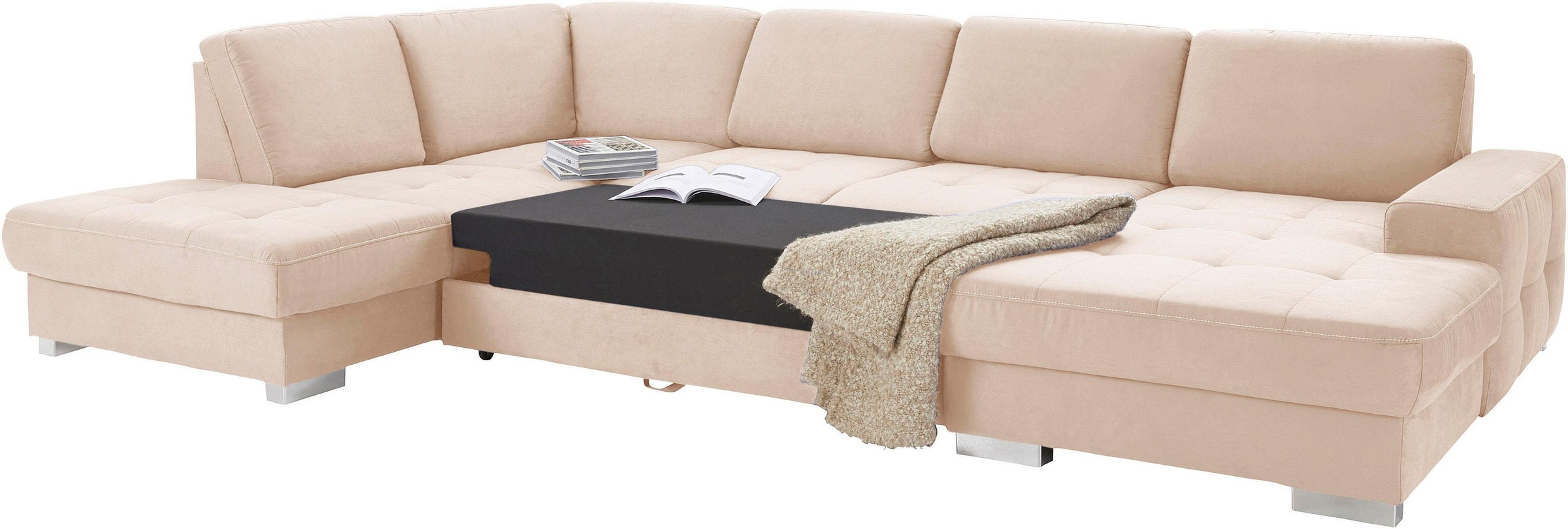 sit&more Wohnlandschaft »Santorini U-Form«, mit Federkern und Sitztiefenverstellung, wahlweise mit Bettfunktion