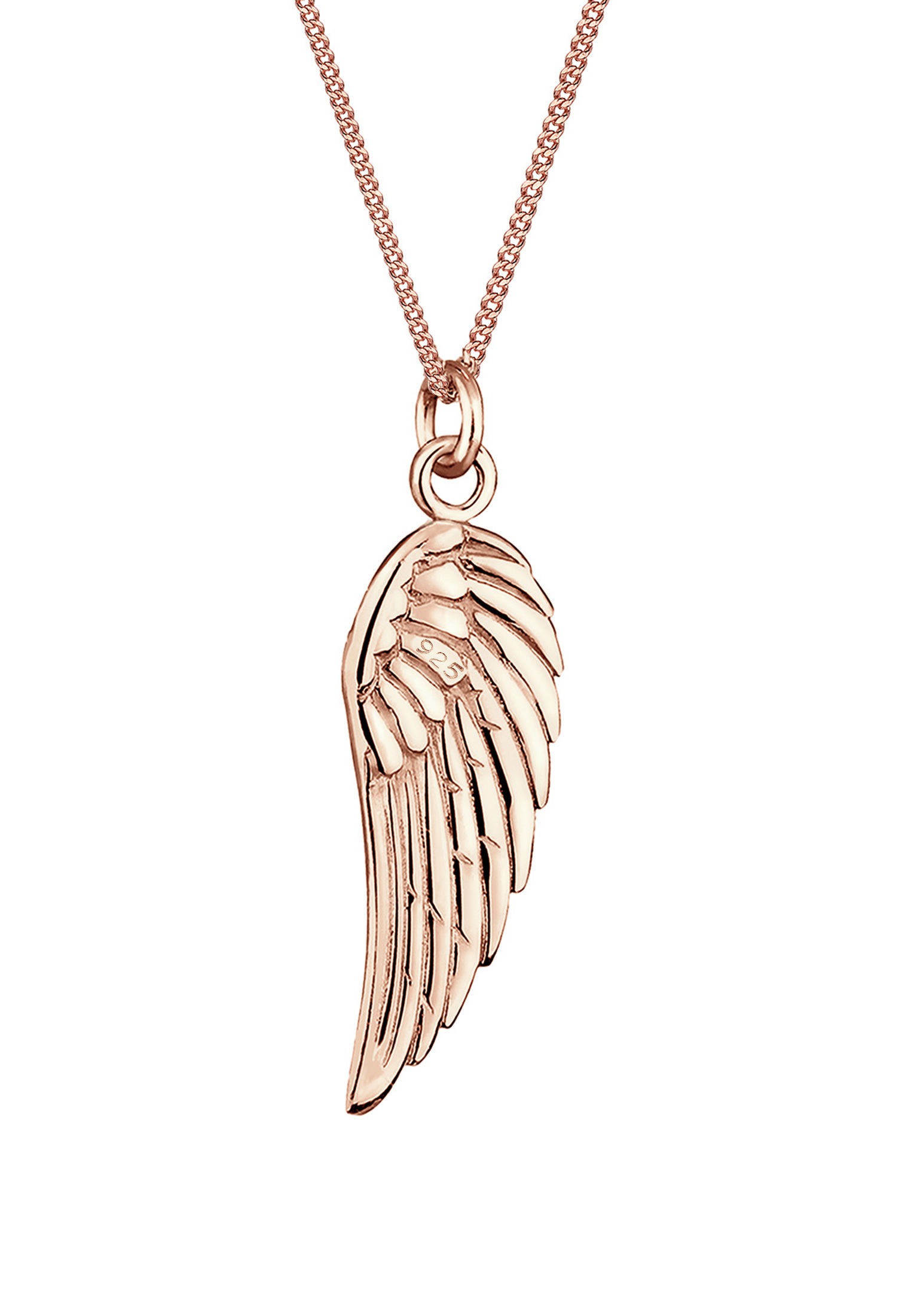 Elli Kette mit Anhänger »Halskette Panzerkette Engel Flügel Basic Boho 925 Silber«