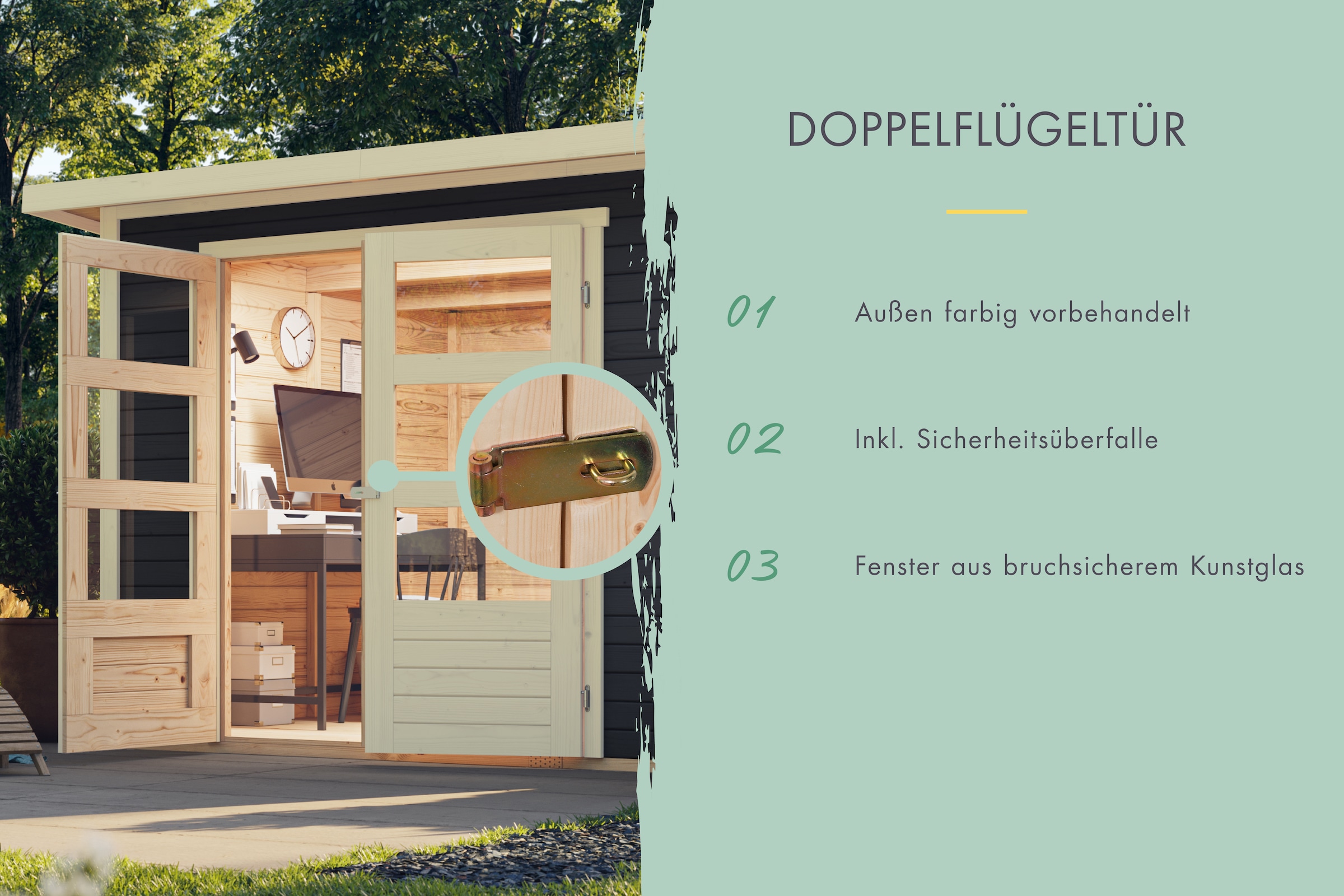 Karibu Gartenhaus »»Amberg 4««, naturbelassen, anthrazit oder terragrau