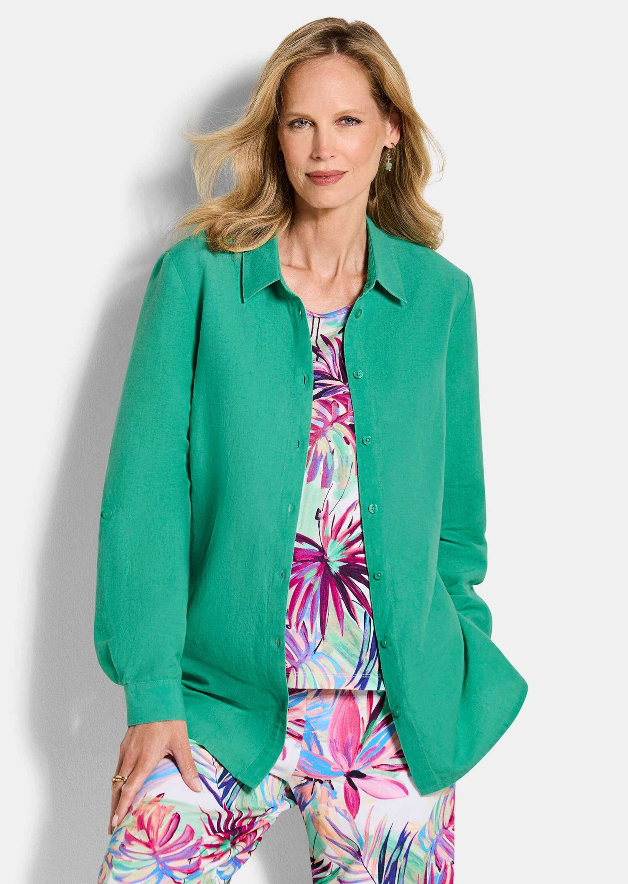 GOLDNER Hemdbluse »Sommerbluse mit Seitenschlitz« figurschmeichelnder Schnitt