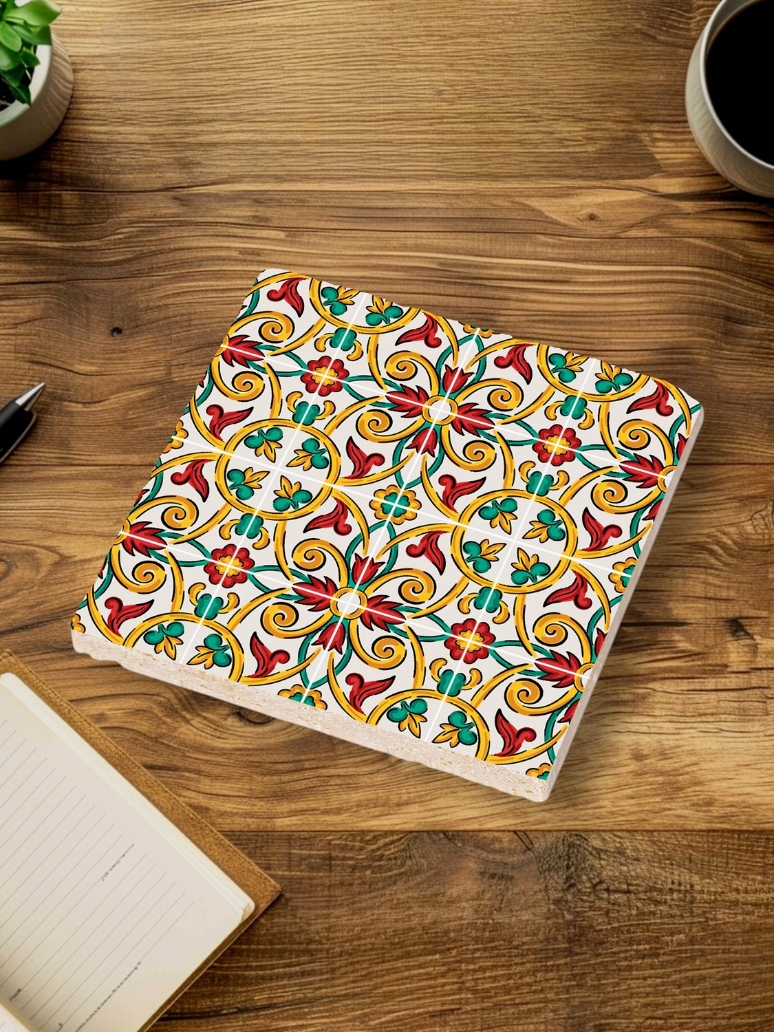 queence Getränkeuntersetzer »Bunte Mosaik Fliesen Steine«, (Set, 4 tlg.), Mosaik Set Topfuntersetzer Naturstein Untersetzer 10x10x1cm