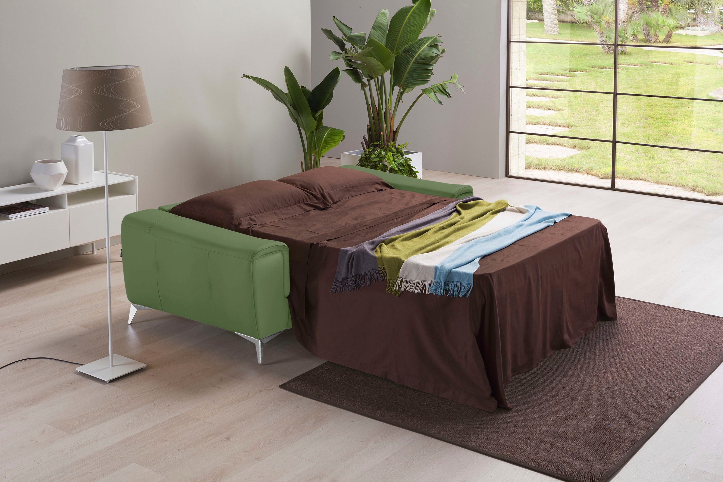 Egoitaliano Schlafsofa »Francine, Designsofa, Loungesofa mit Dauerschlaffunktion, Bettfunktion«, hochwertiger Metallbettrahmen & Matratze, Kopfteil manuell verstellbar