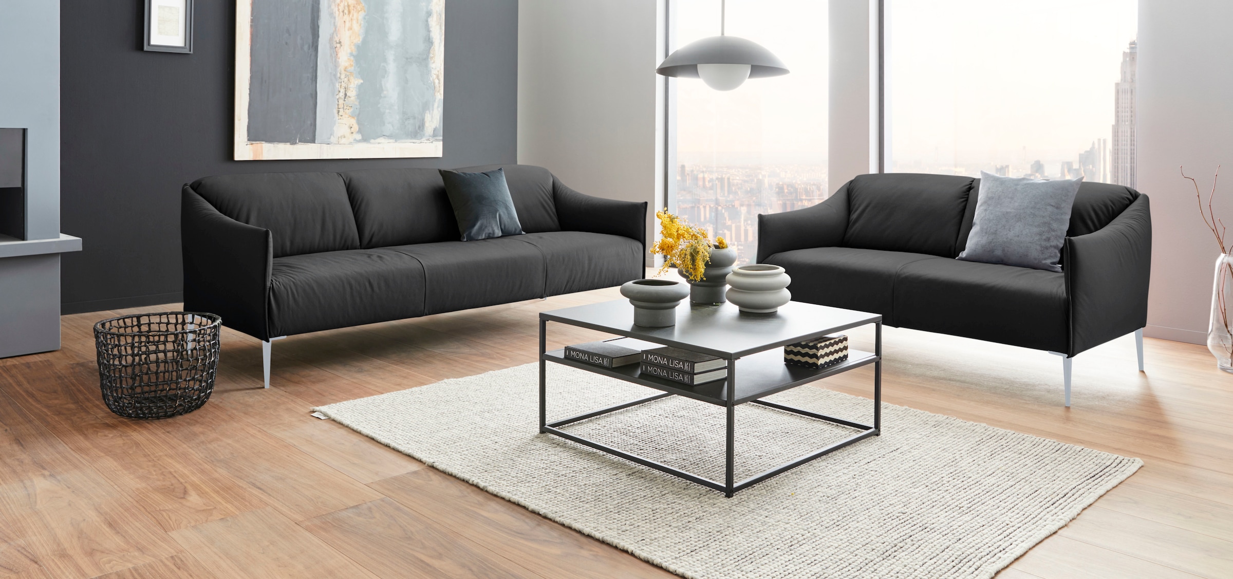 W.SCHILLIG 3-Sitzer »sally«, mit Metallfüßen in Silber matt, Breite 224 cm