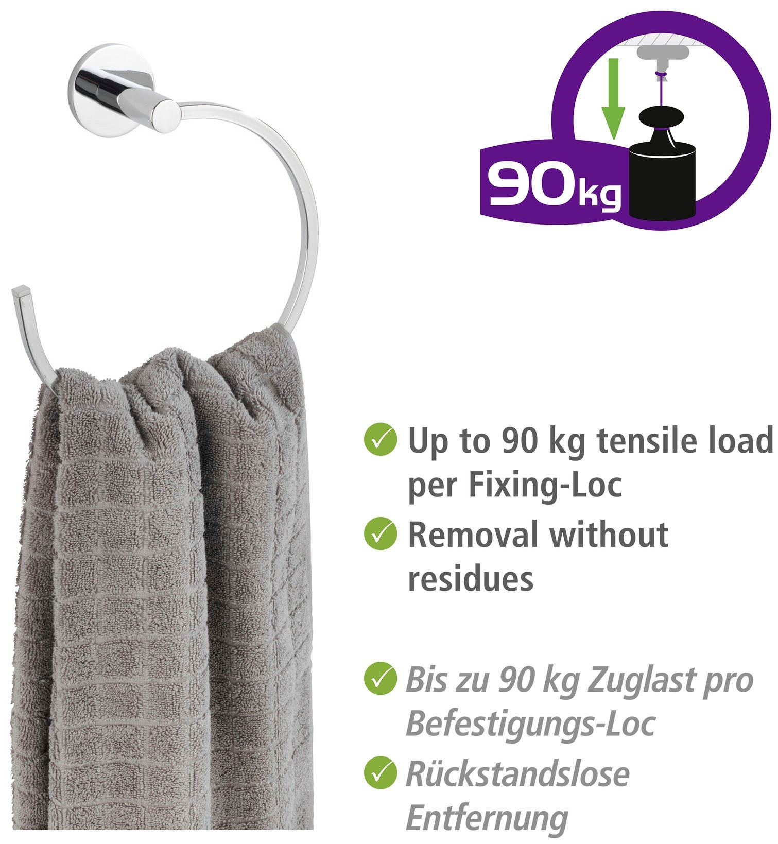 WENKO Handtuchring »UV-Loc® Isera« befestigen ohne Bohren