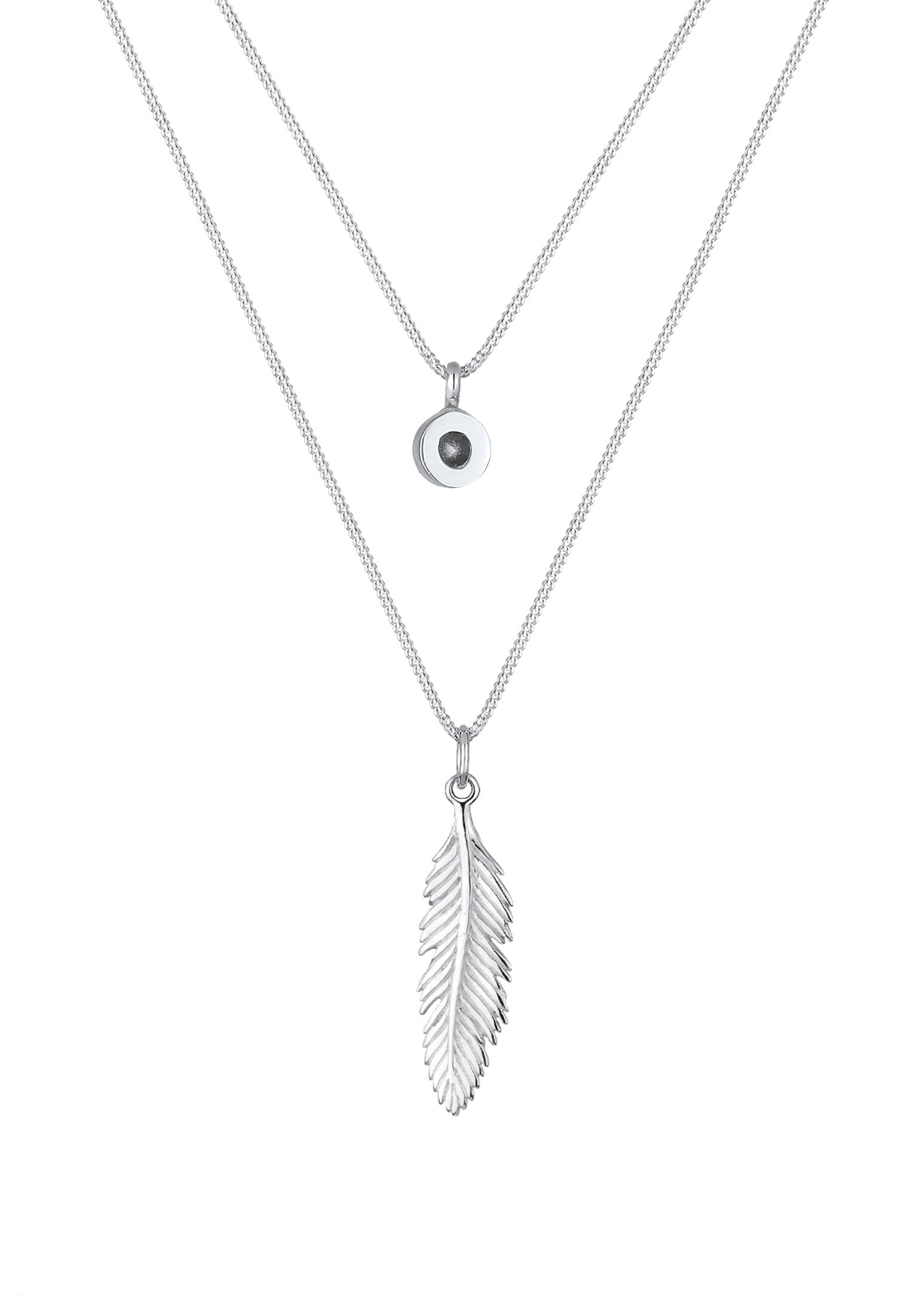 Elli Silberkette »Halskette Layer mit Feder und Kristalle 925 Sterling Silber«