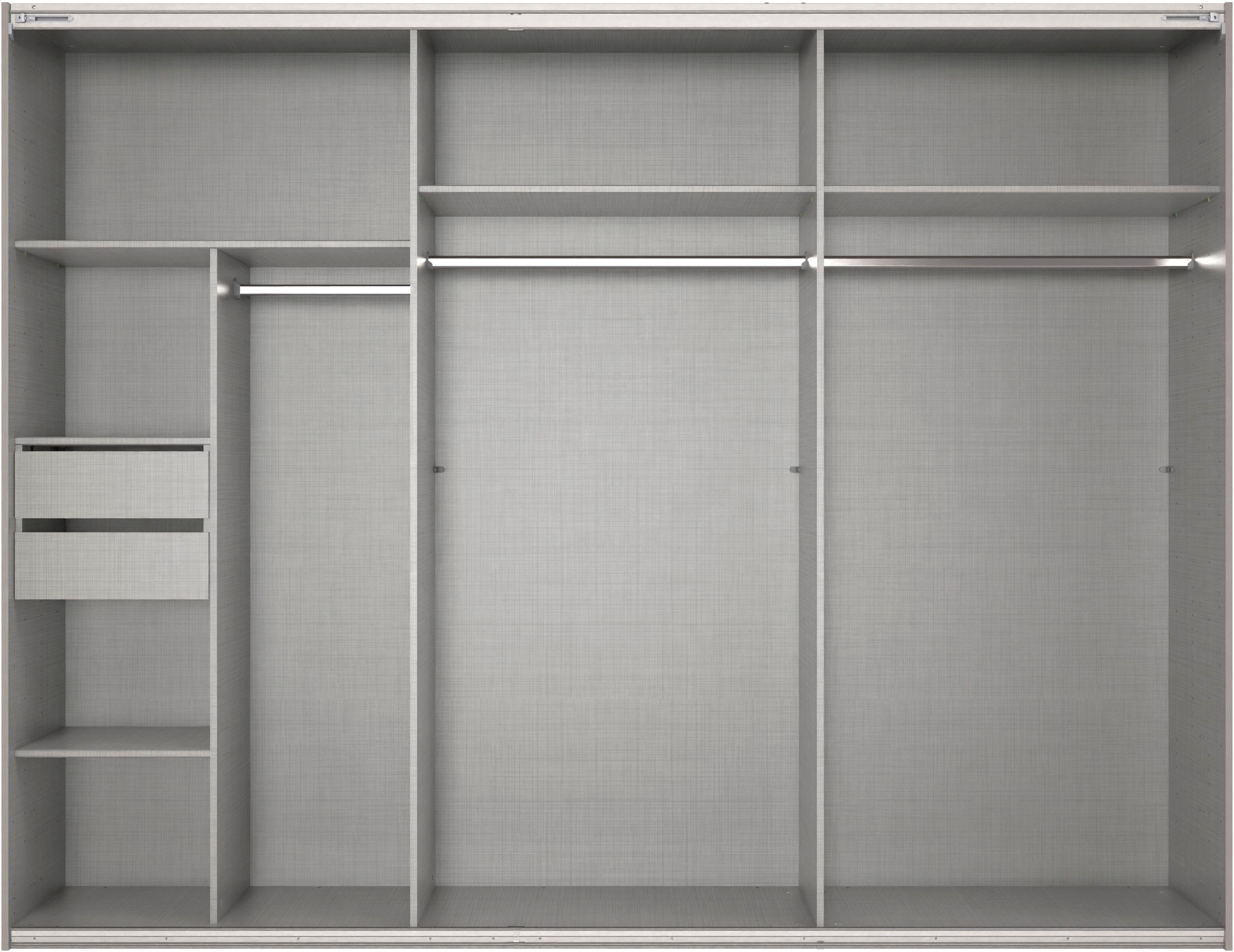 Wimex Schwebetürenschrank »Mugano, Made in Germany, Lieferung bis in Deine Etage und Stellort«, (wähle Deine Ausstattung: Basic oder Premium!), 3 Schwebetüren, große Größen, mit oder ohne Spiegel, Metallgriffe
