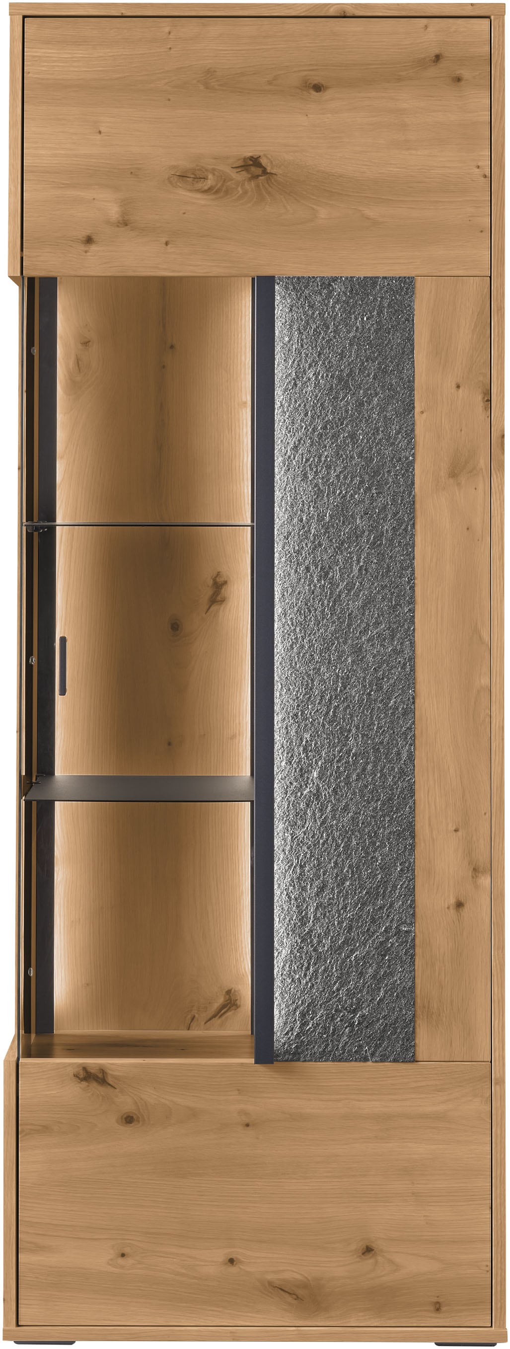 set one by Musterring Vitrine »Deltona«, mit Sandsteinelement, inkl. Beleuchtung, zwei Farben, B64 x H170 cm